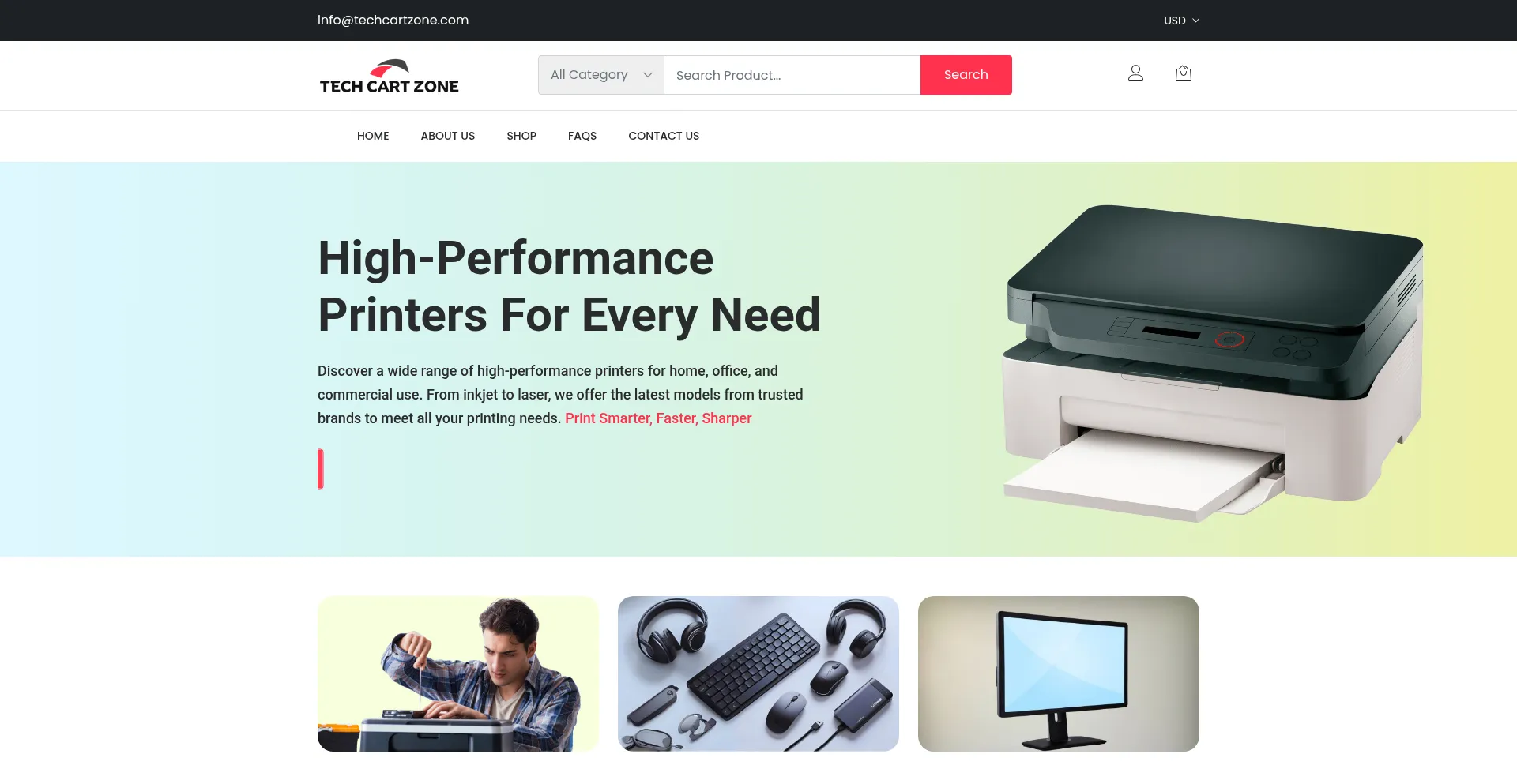 Website screenshot of Techcartzone.com