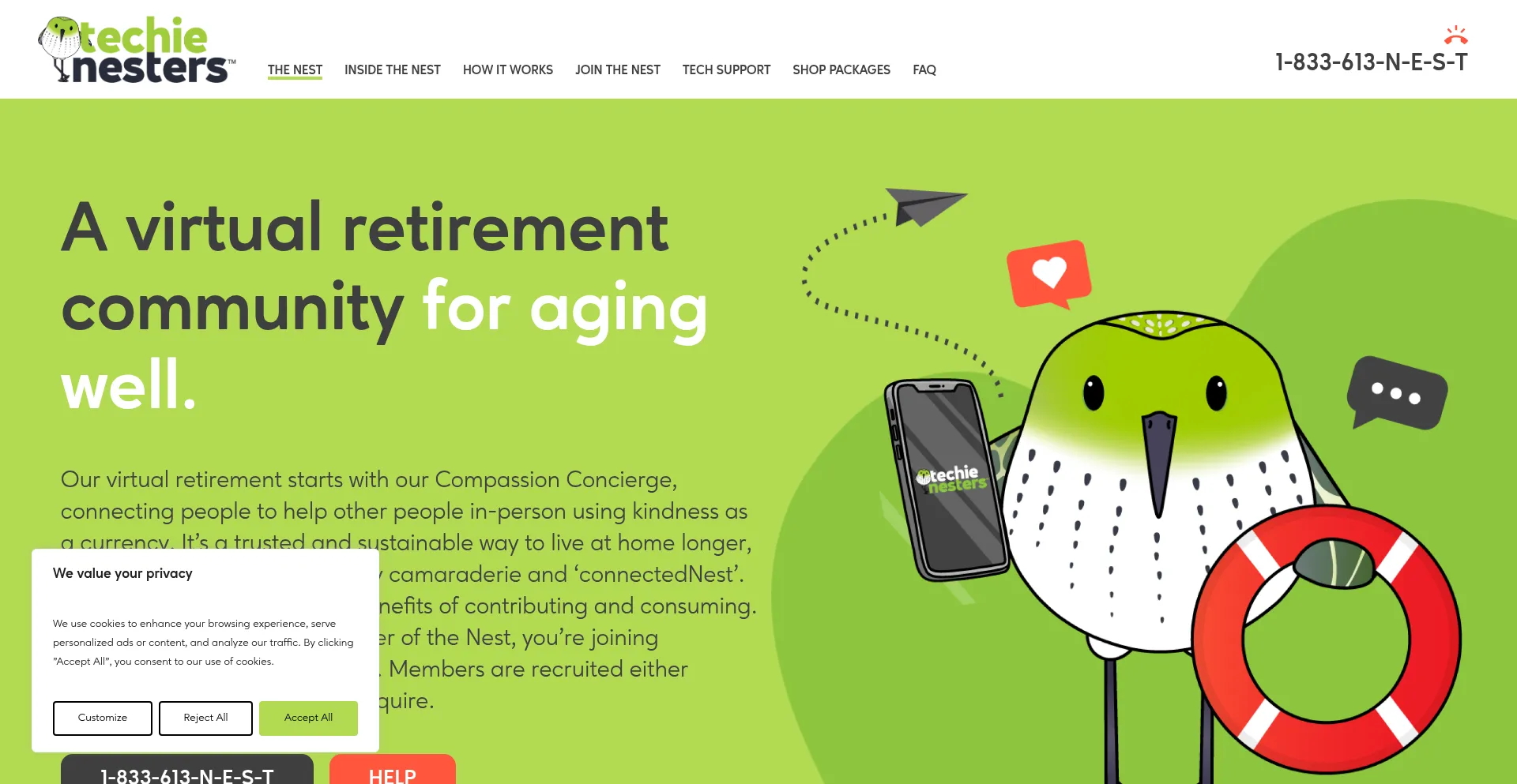 Website screenshot of Techienesters.com