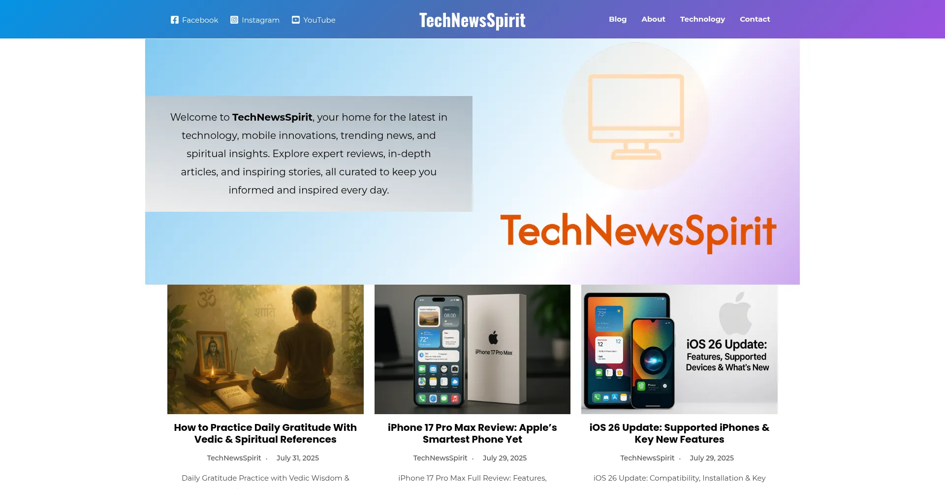 Website screenshot of Technewsspirit.com