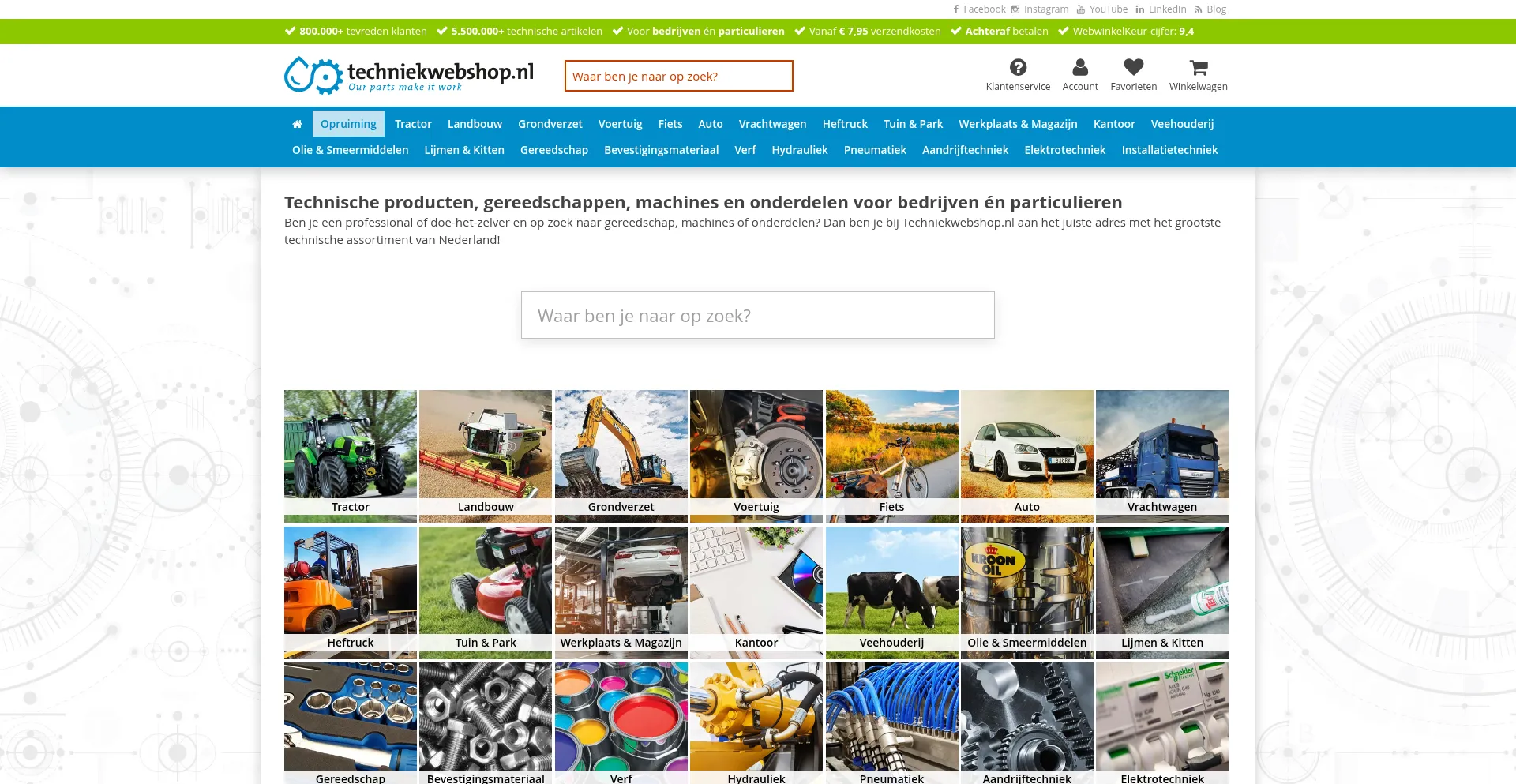 Website screenshot of Techniekwebshop.nl