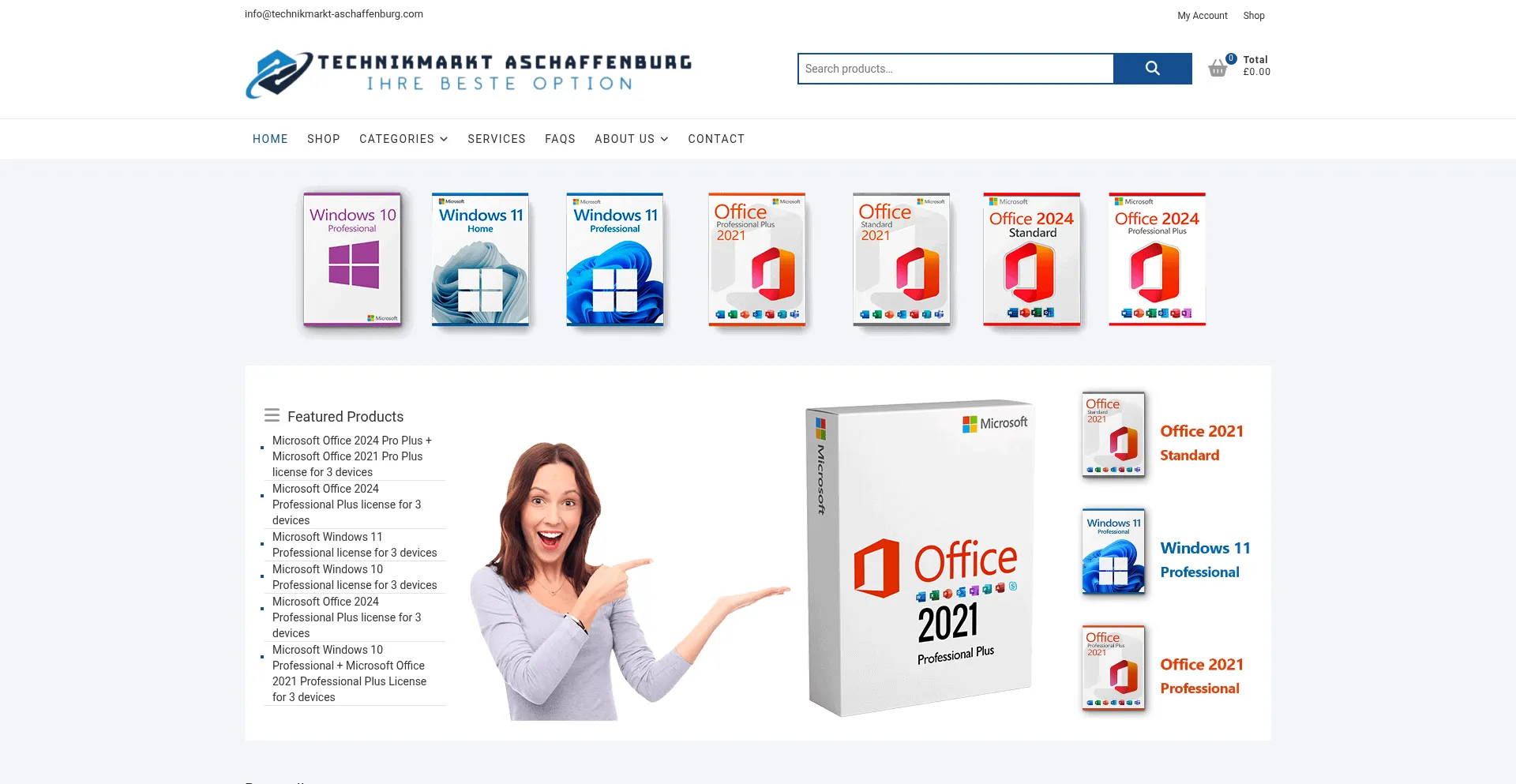 Website screenshot of Technikmarkt-aschaffenburg.com