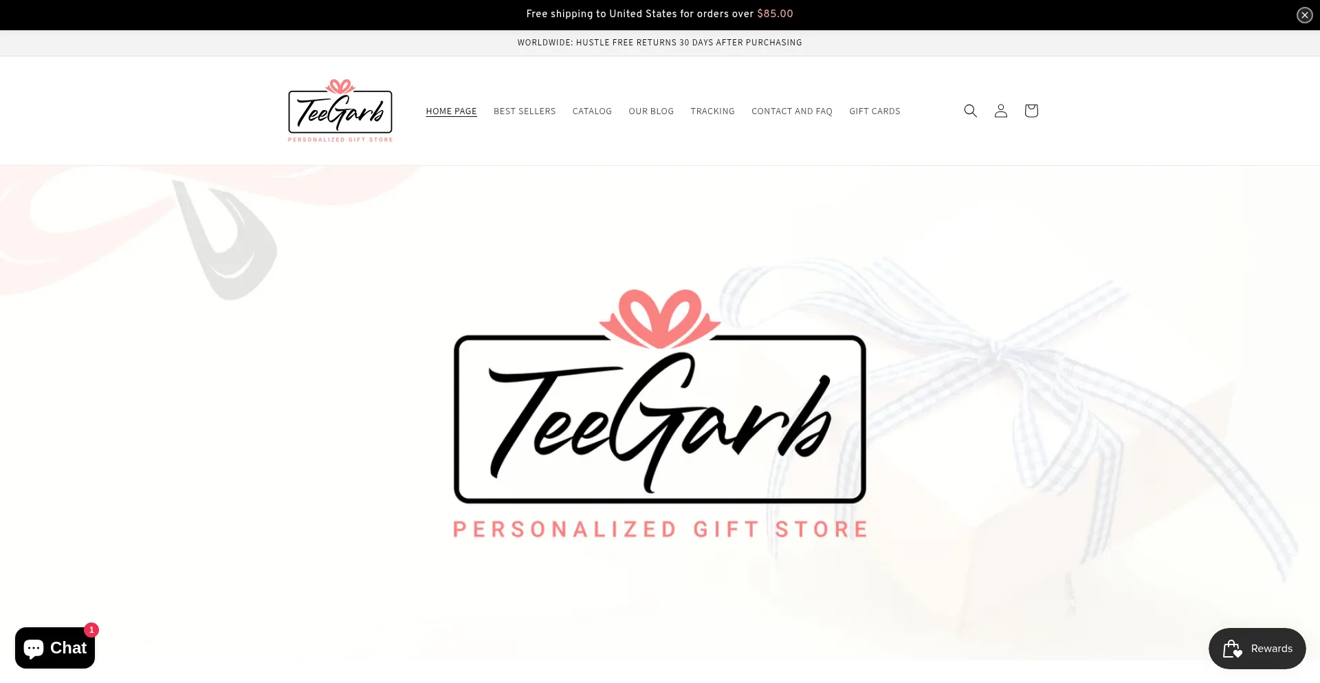 Website screenshot of Teegarb.com