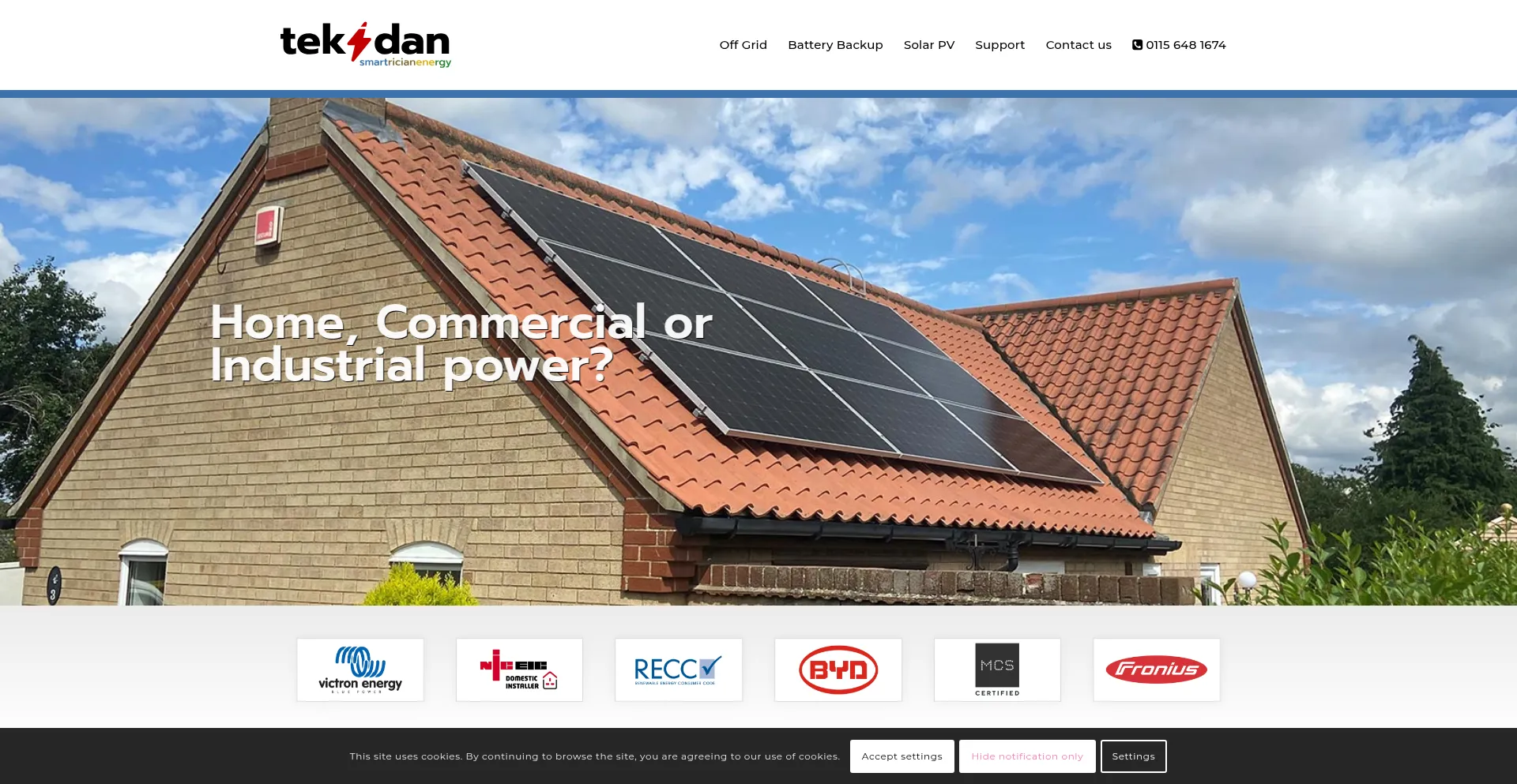 Website screenshot of Tekidan.co.uk