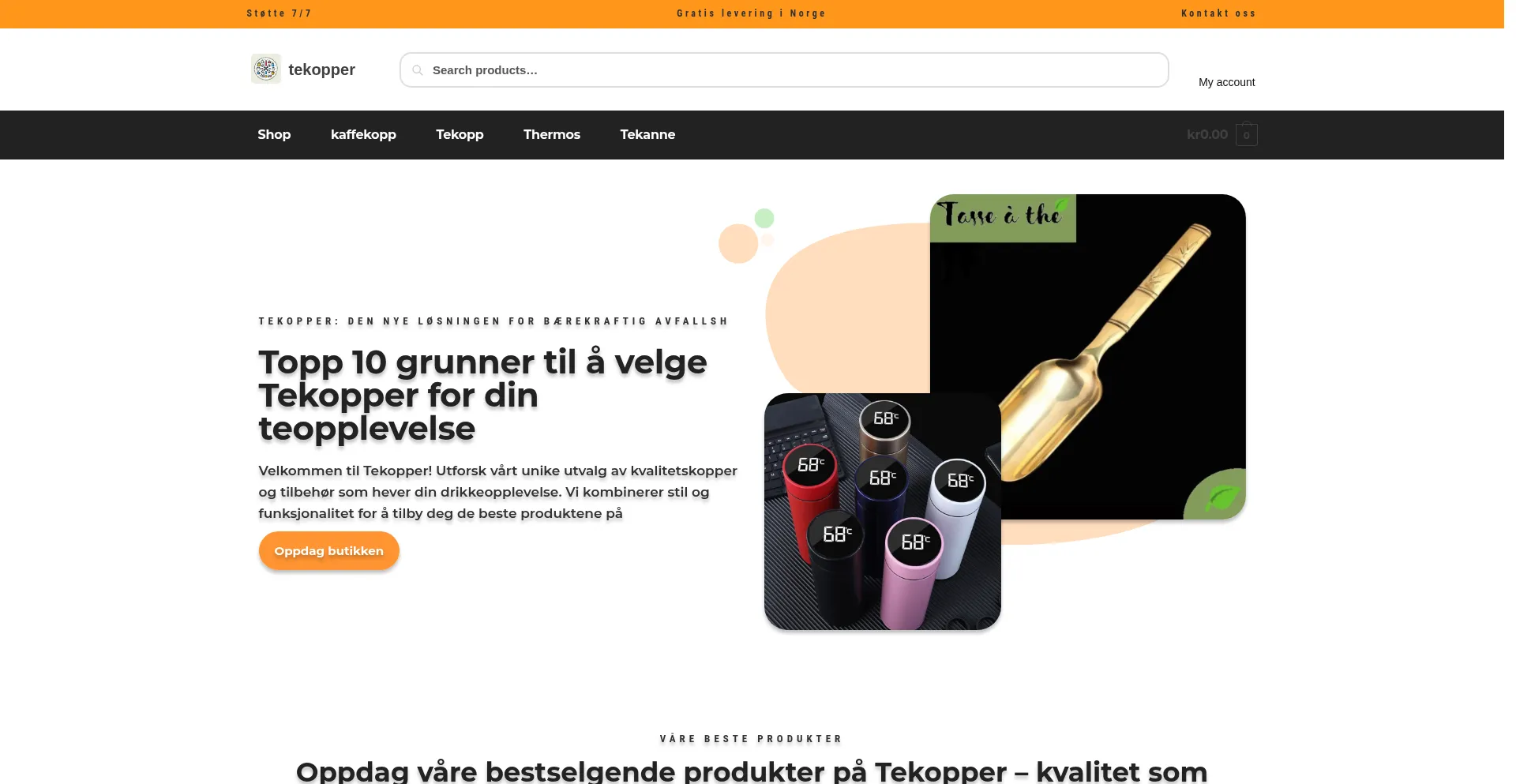 Website screenshot of Tekopper.shop