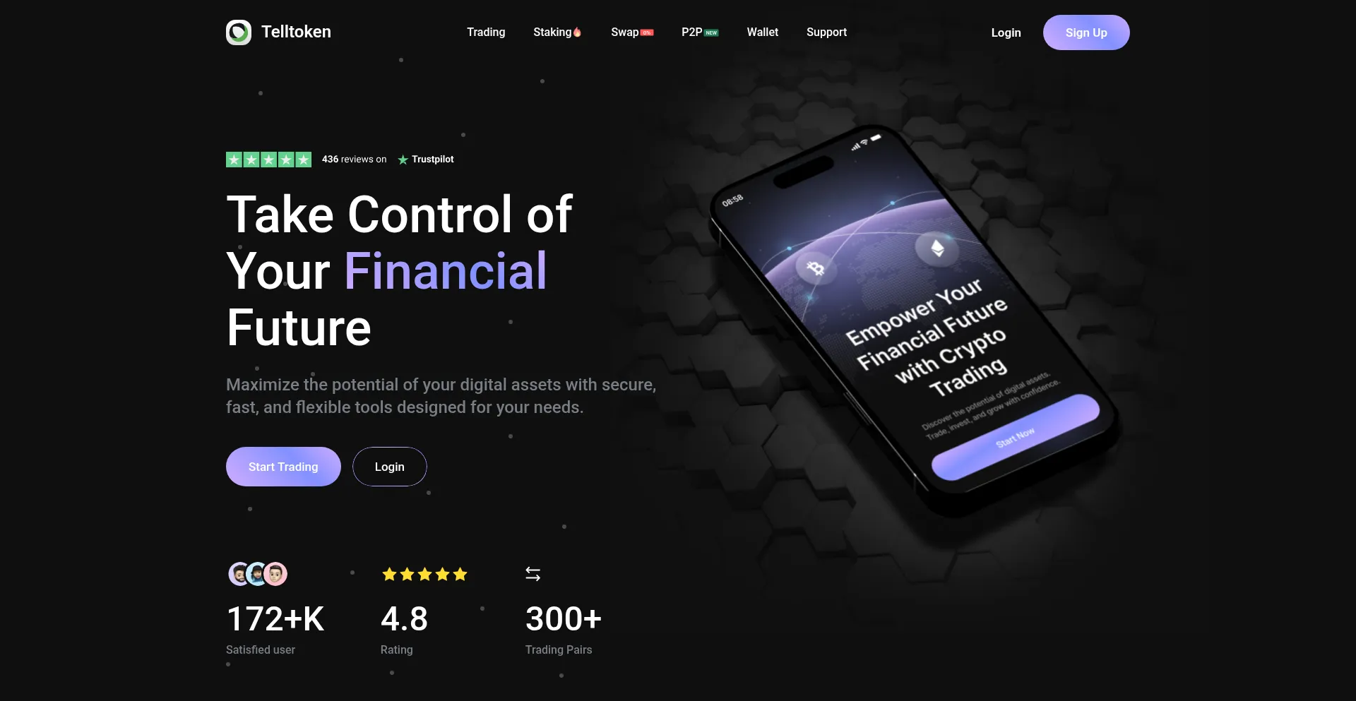 Website screenshot of Telltoken.com