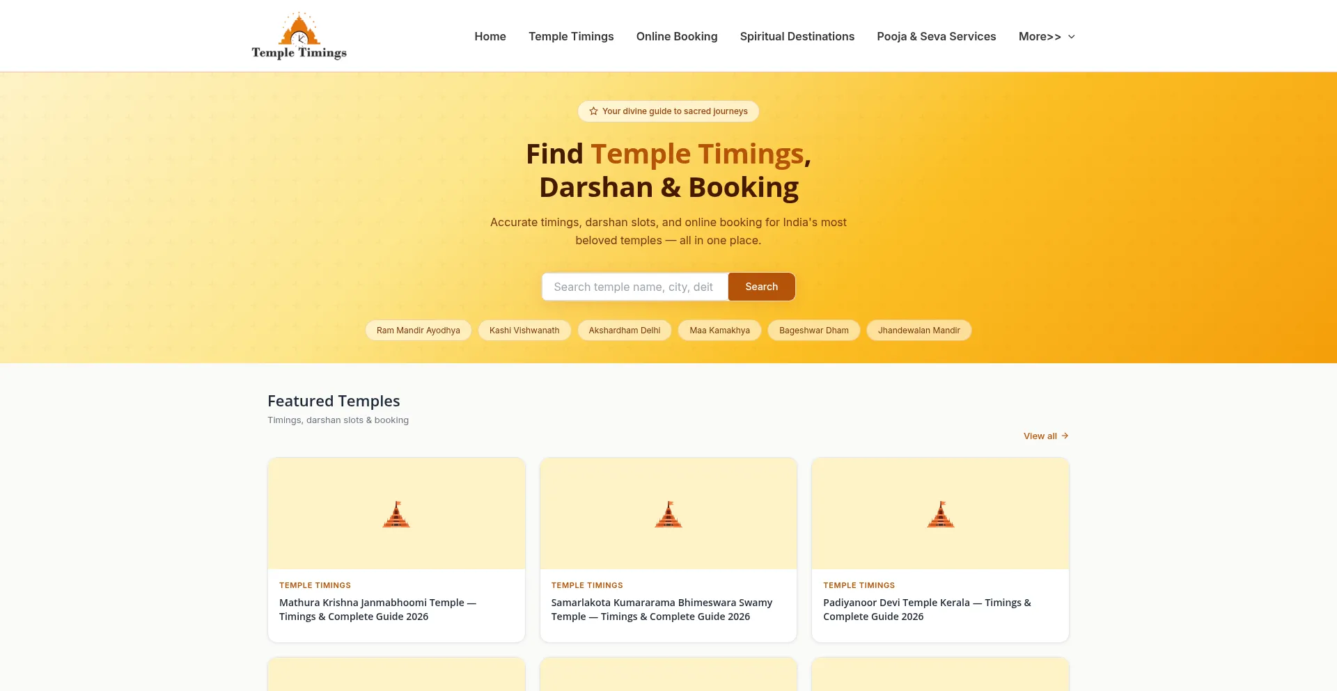 Templetimings.in