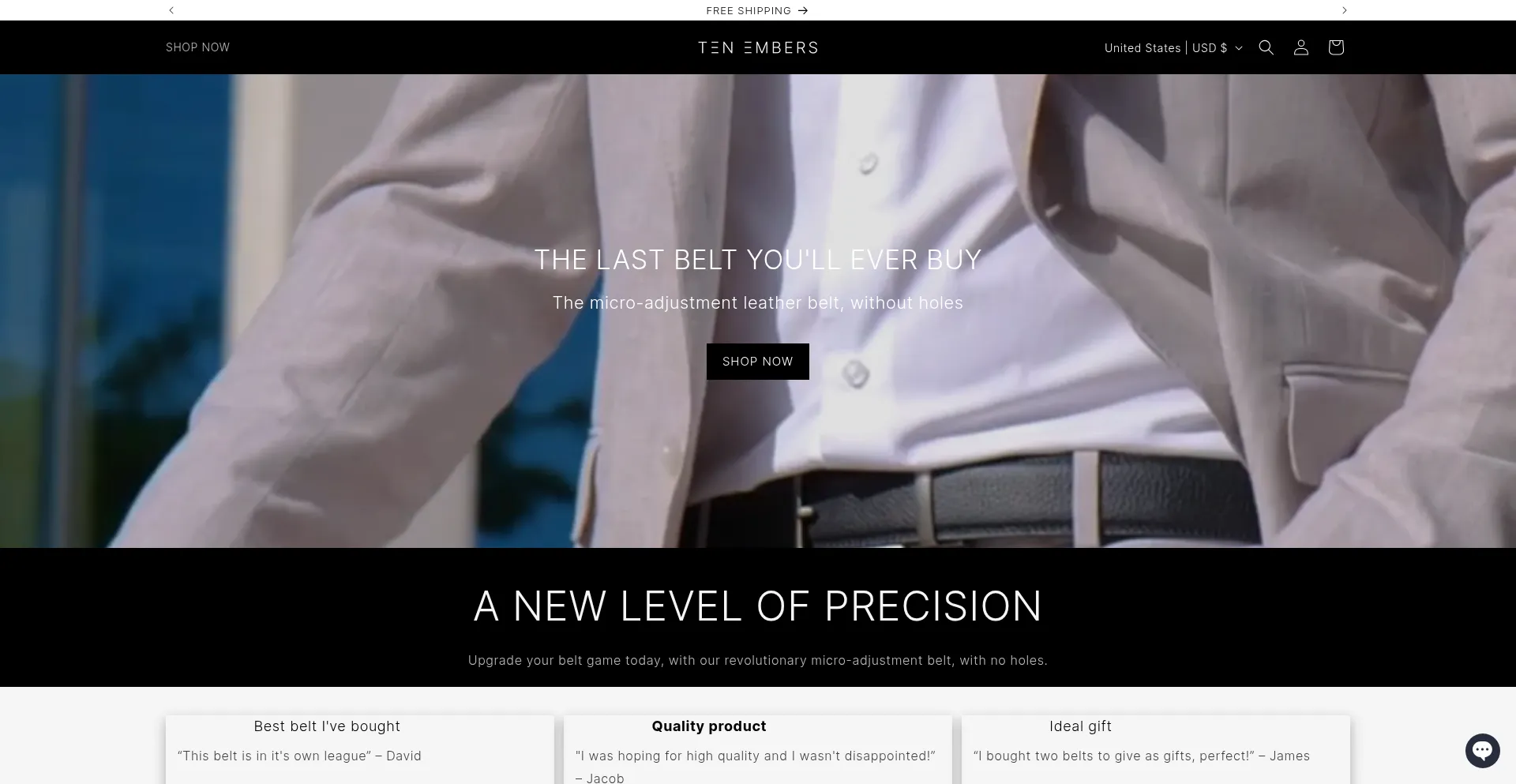 Website screenshot of Tenembers.co.uk