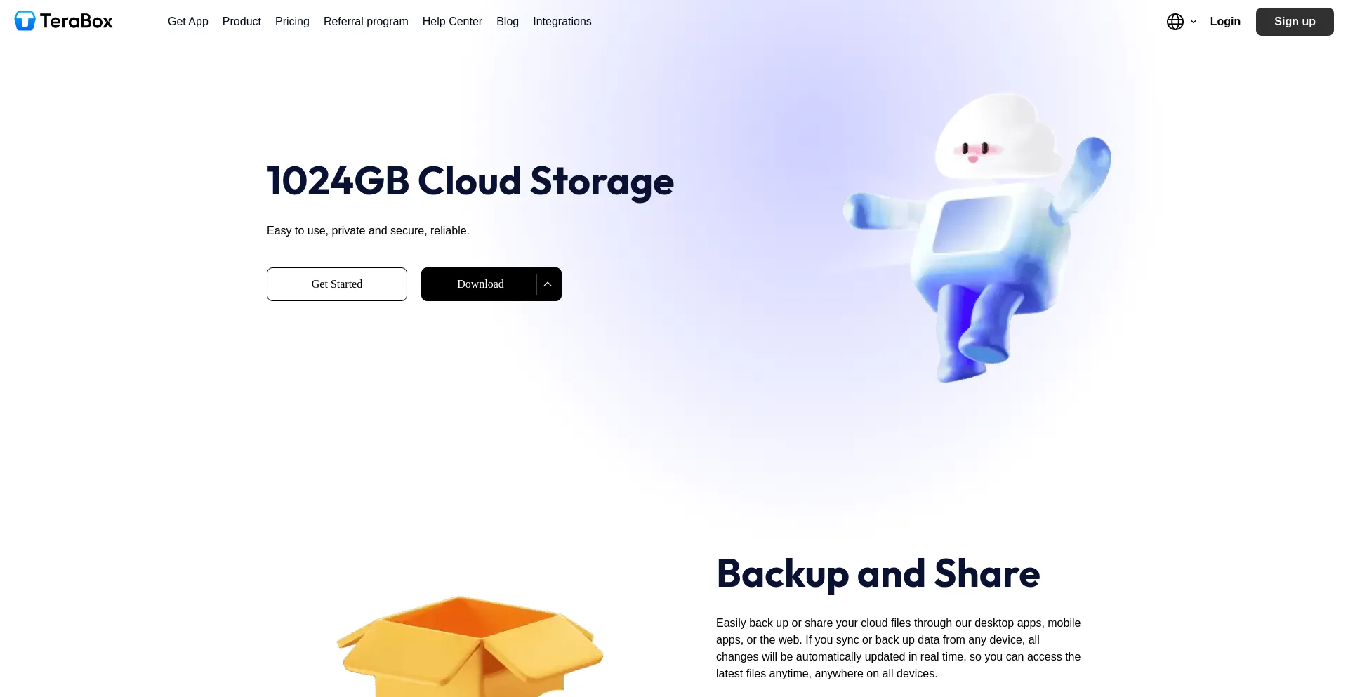 Website screenshot of Terasharelink.com