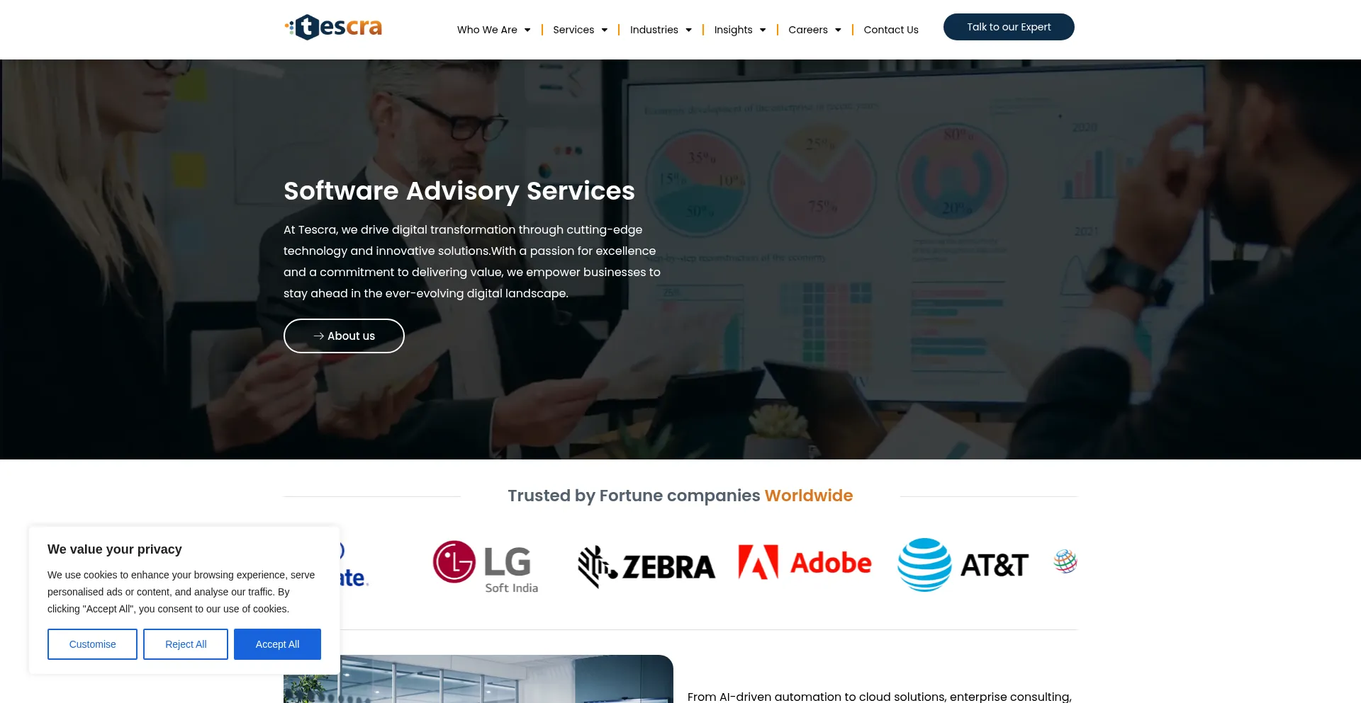 Website screenshot of Tescra.com