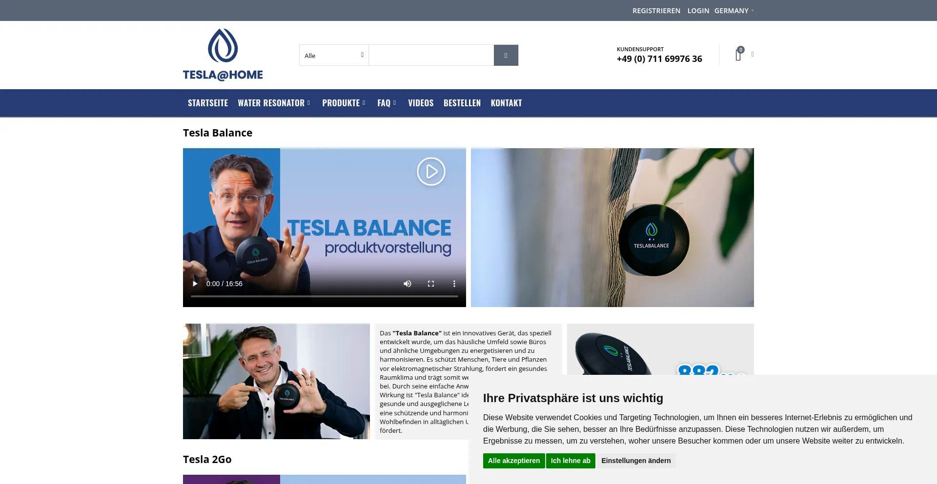 Website screenshot of Tesla-home.de