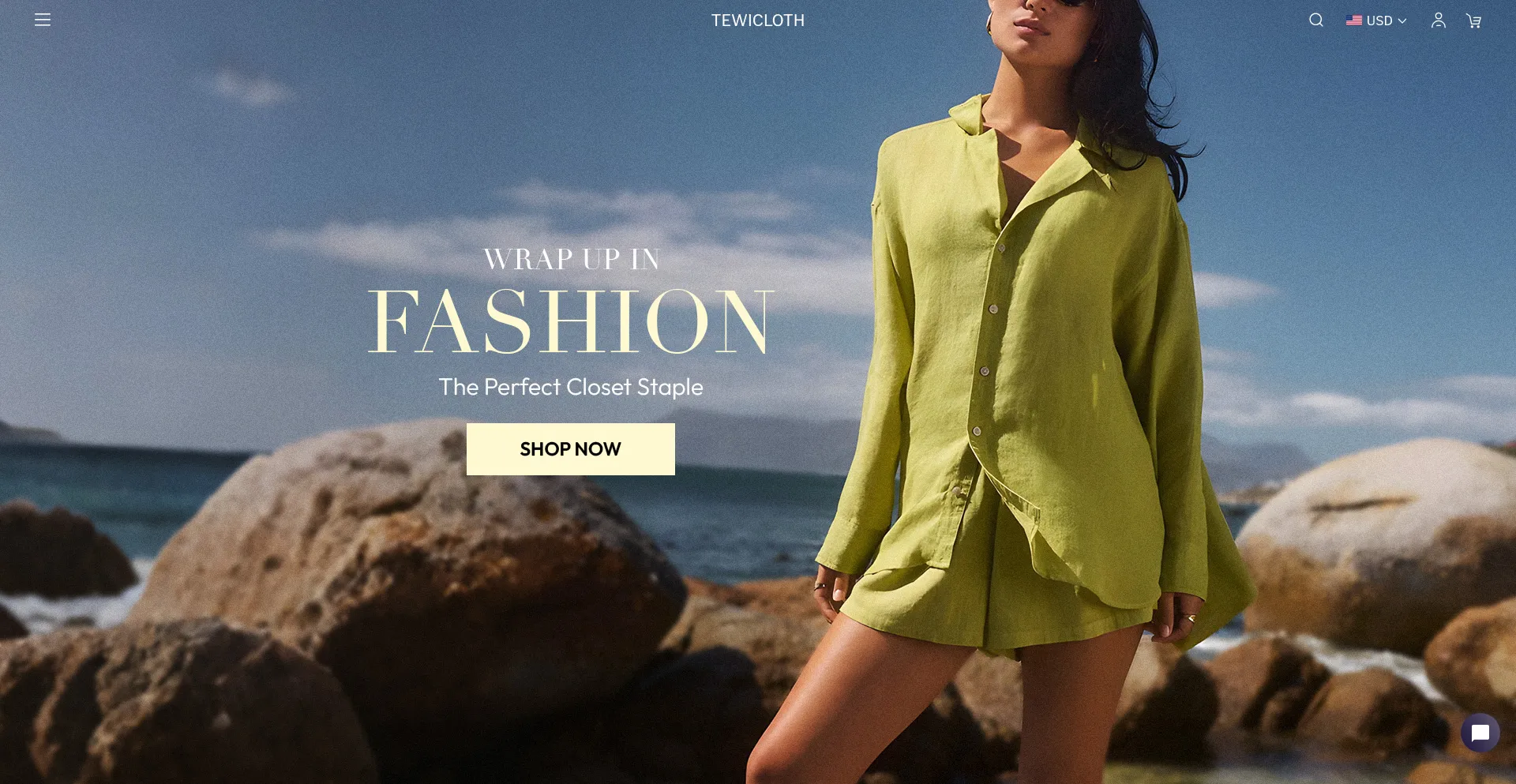 Website screenshot of Tewicloth.com