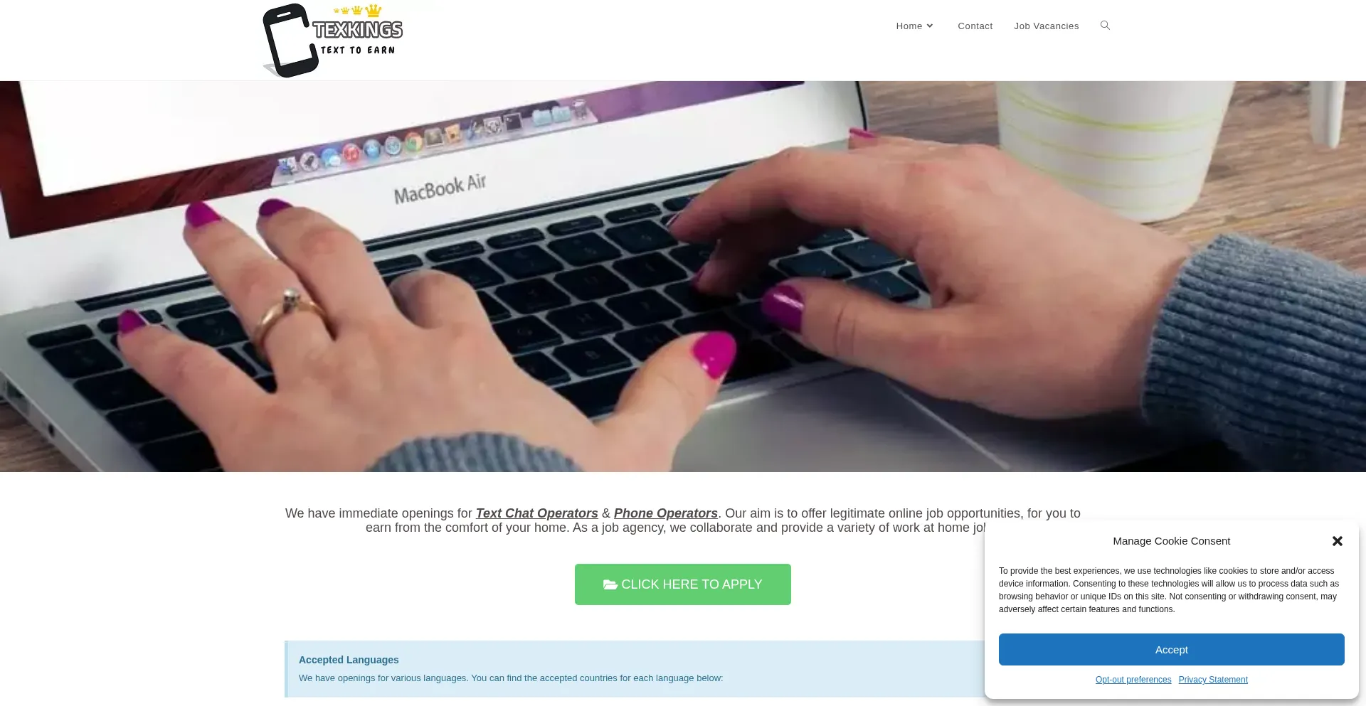 Website screenshot of Texkings.com