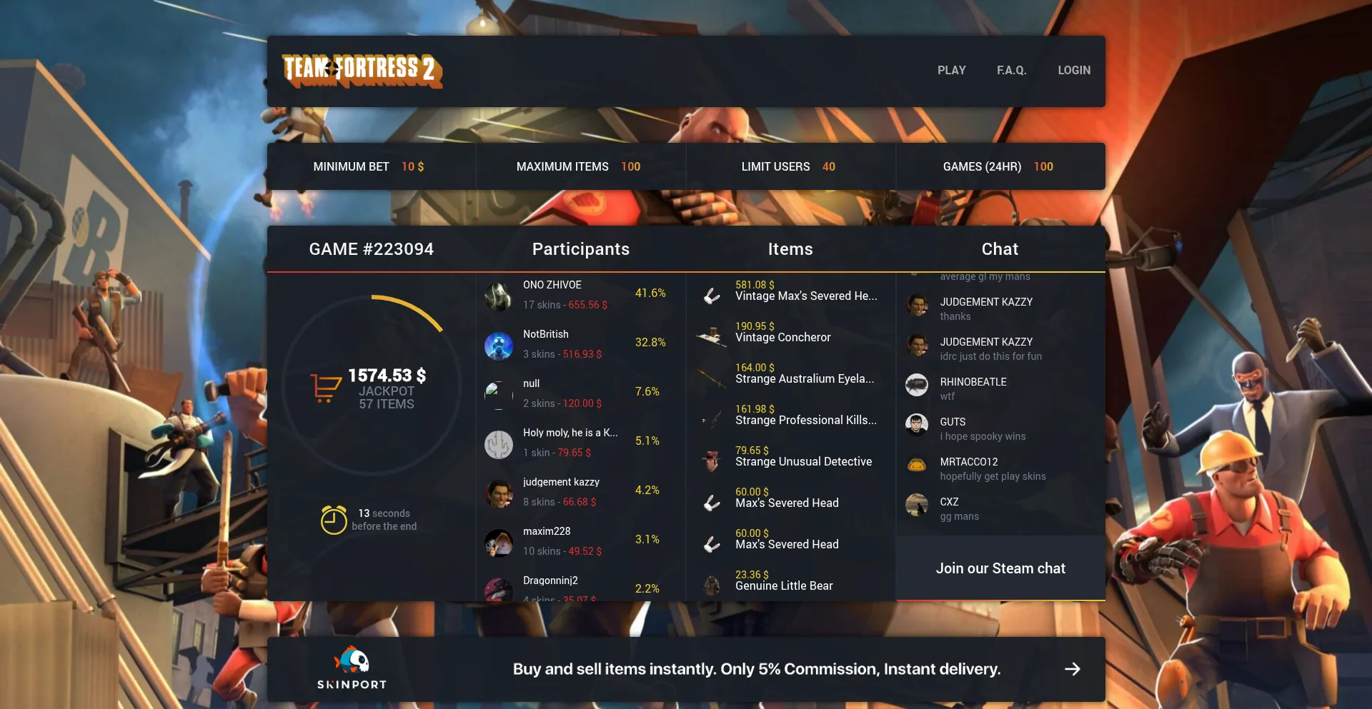 Website screenshot of Tf2headffect.com