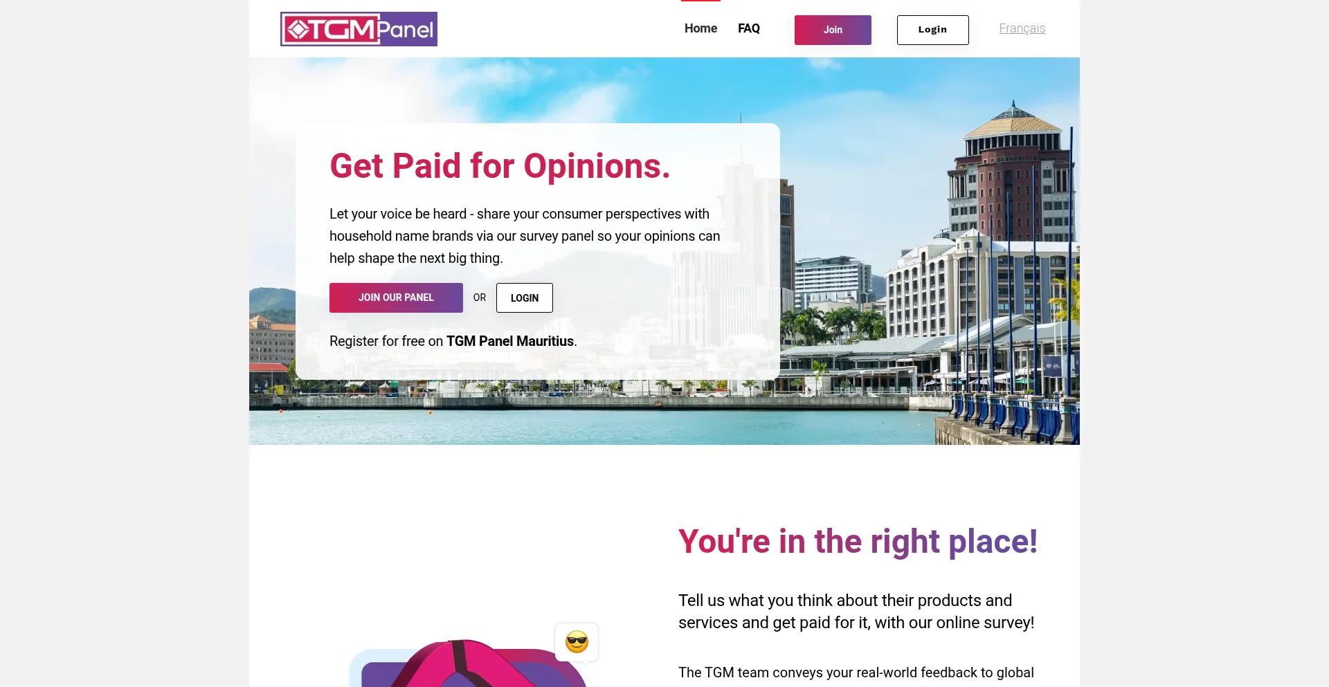 Website screenshot of Tgmpanel.mu
