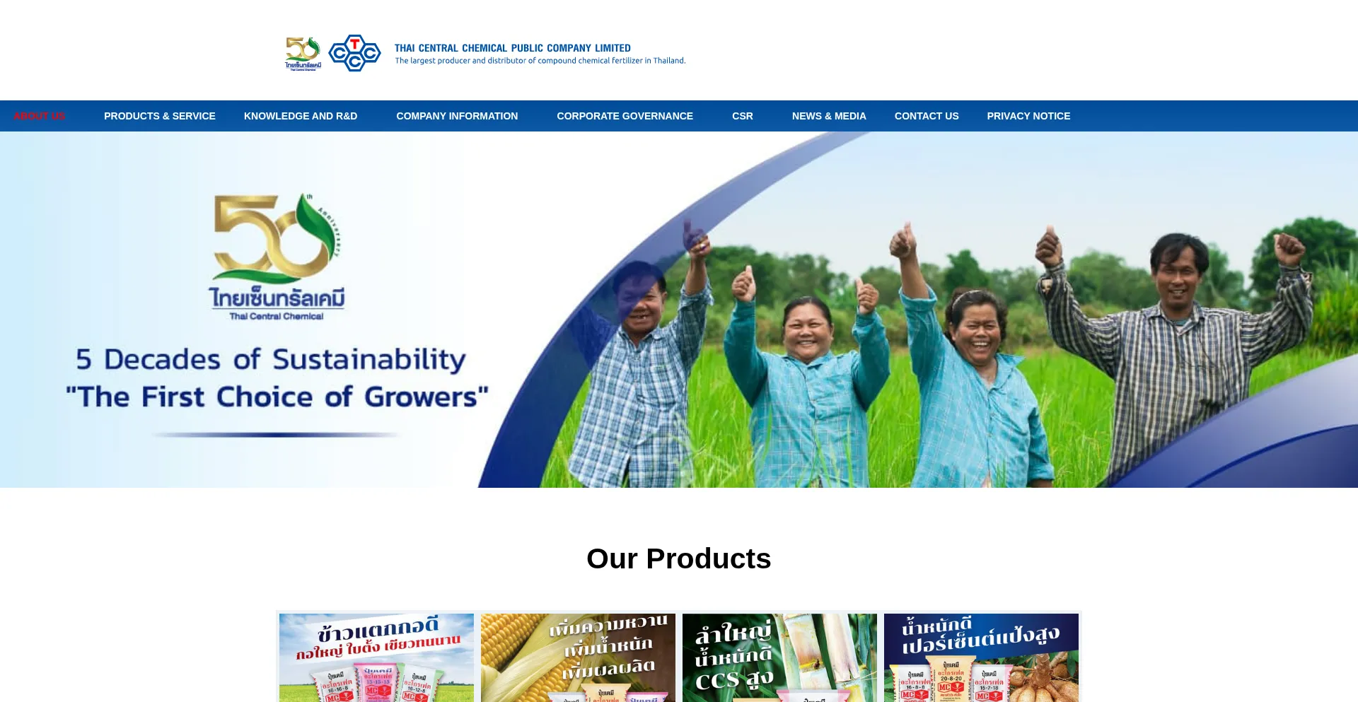 Website screenshot of Thaicentralchemical.com