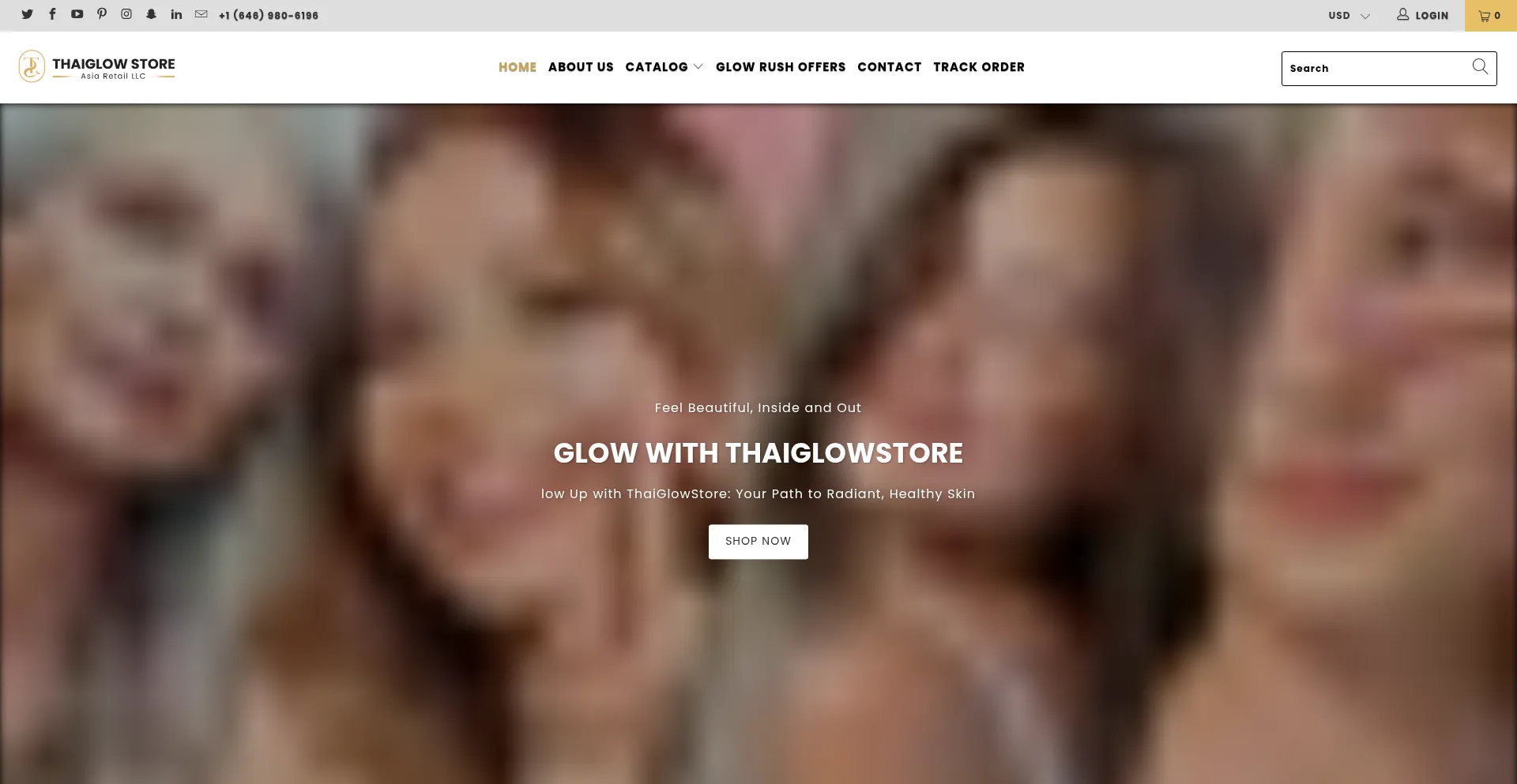Website screenshot of Thaiglowstore.com