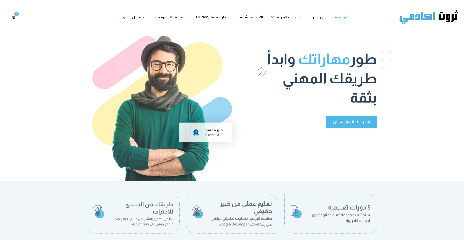 Website screenshot of Tharwatacademy.com