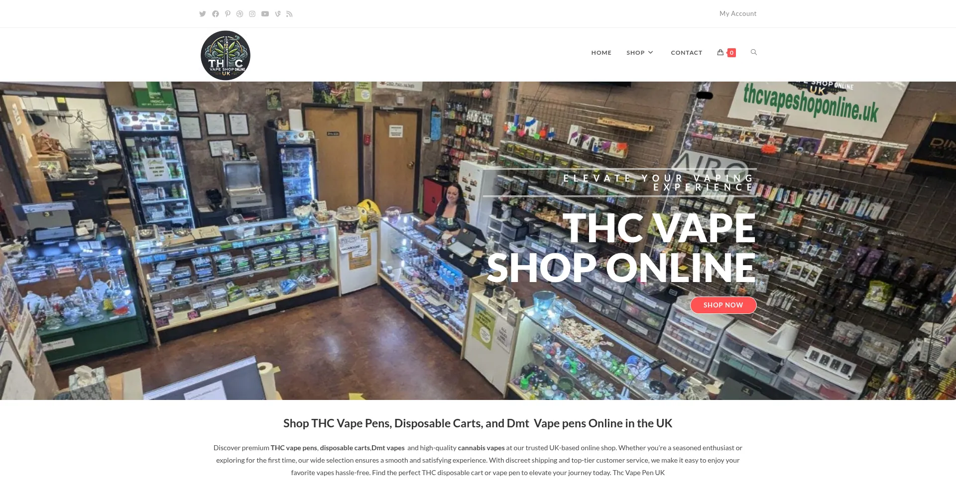 Website screenshot of Thcvapeshoponline.uk