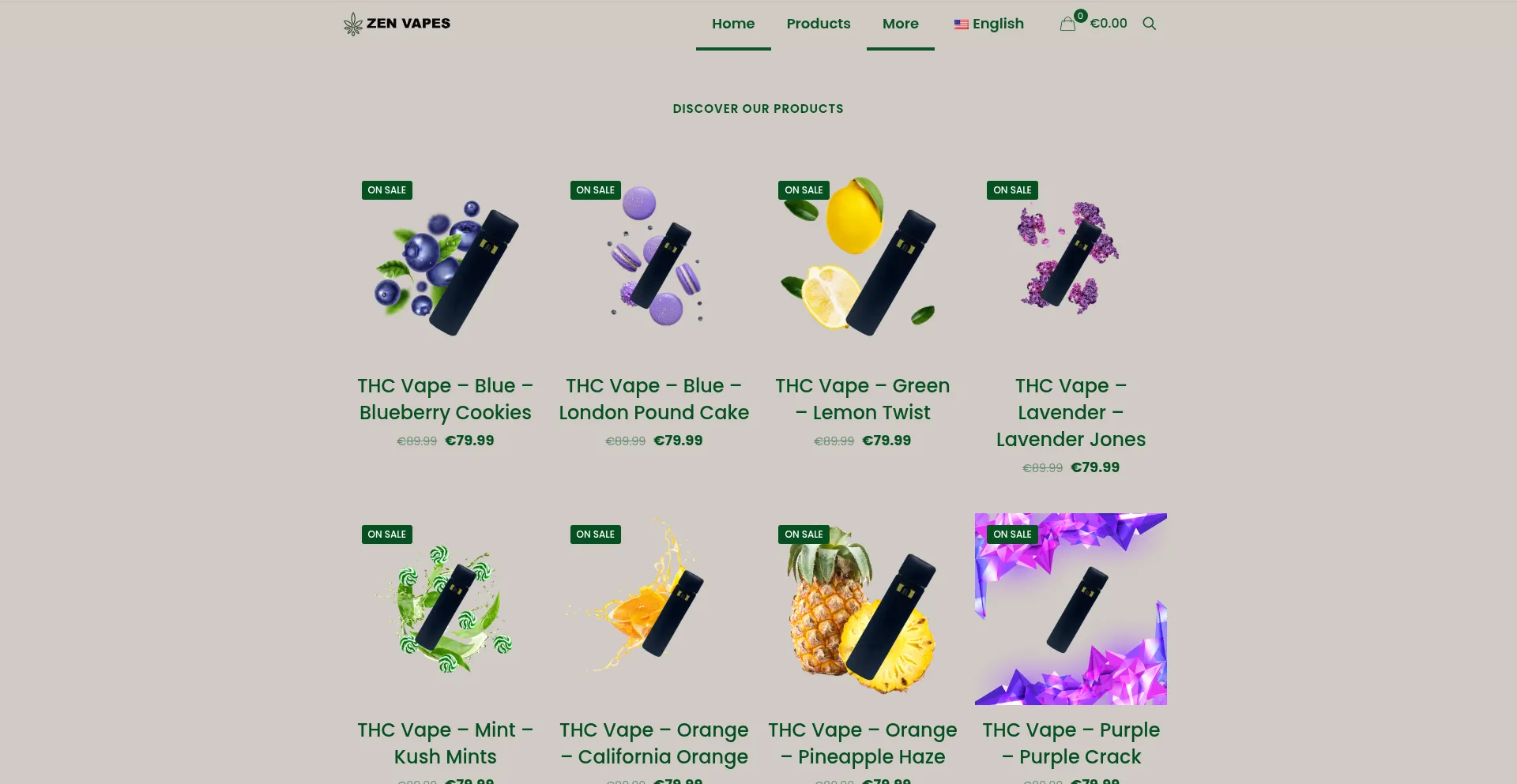 Website screenshot of Thczenvapes.com