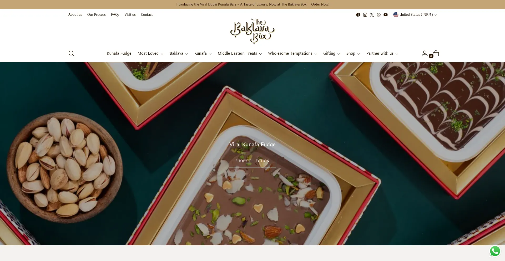 Website screenshot of The-baklawa-box.myshopify.com