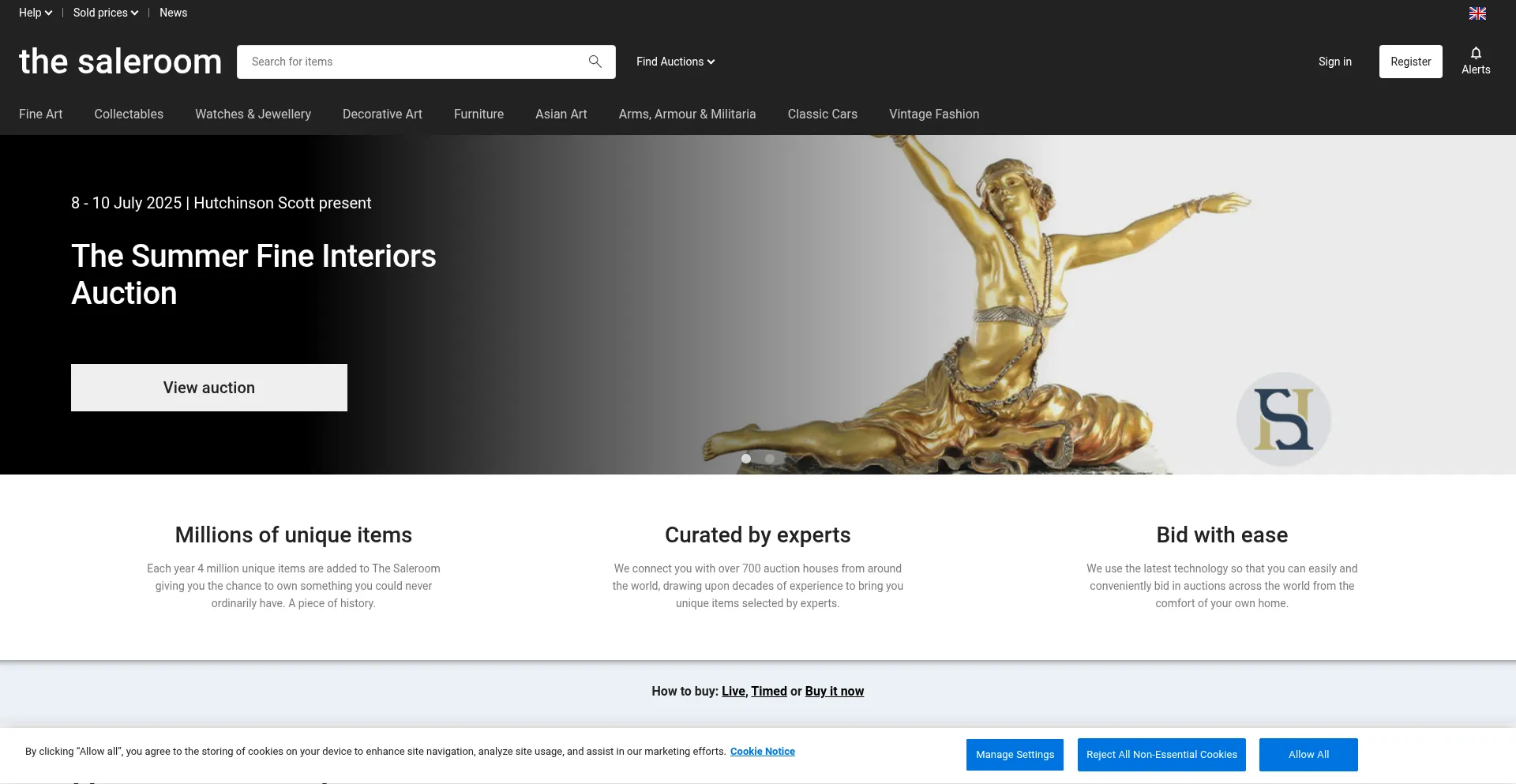 Website screenshot of The-saleroom.com