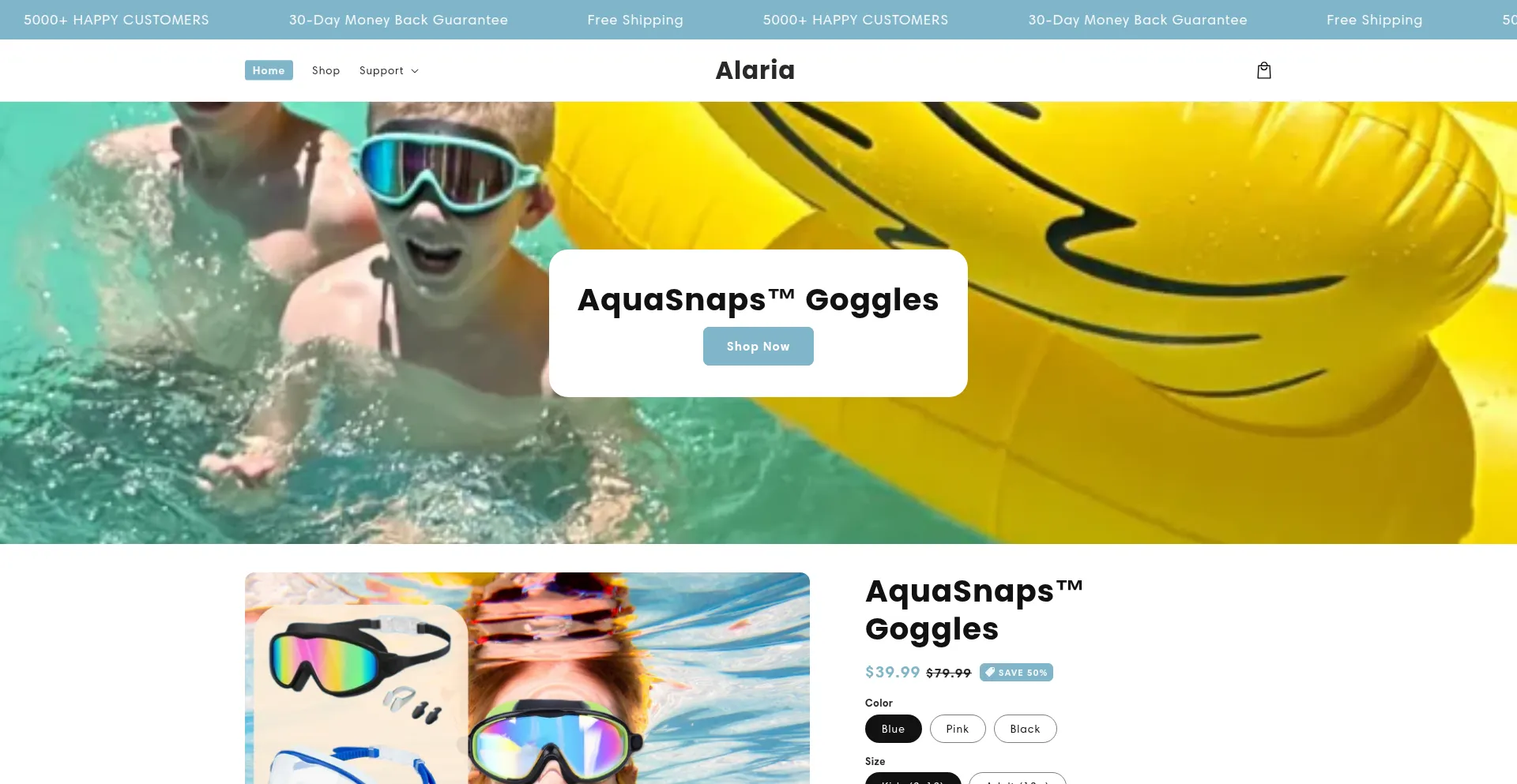 Website screenshot of Thealaria.com