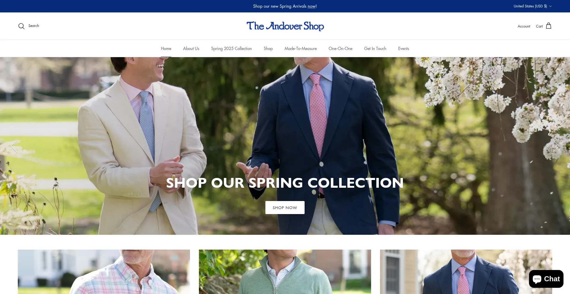 Website screenshot of Theandovershop.com