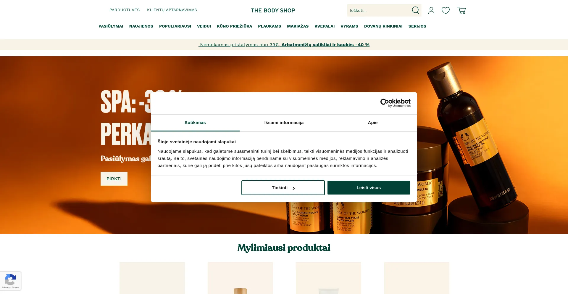 Website screenshot of Thebodyshop.lt