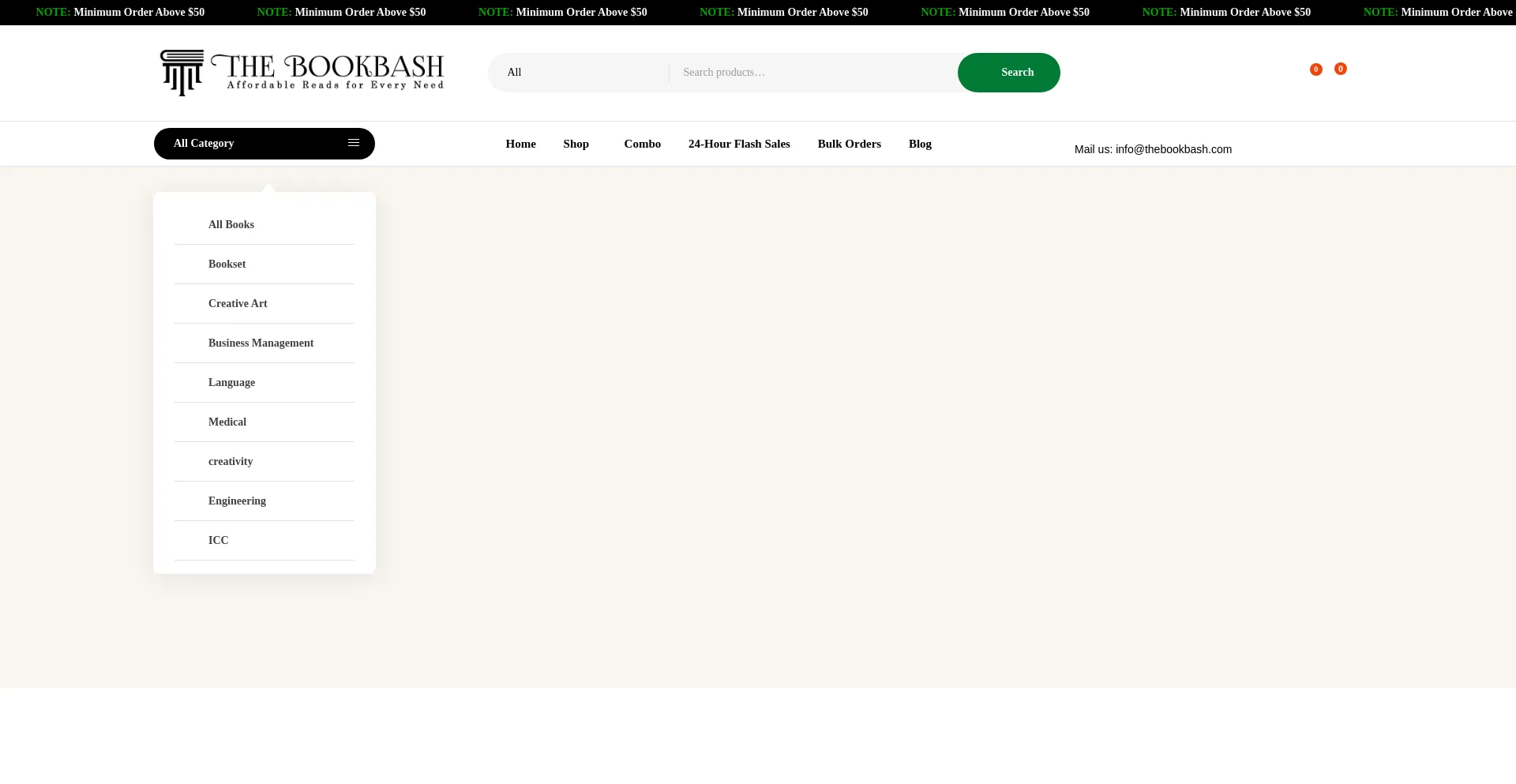 Website screenshot of Thebookbash.com