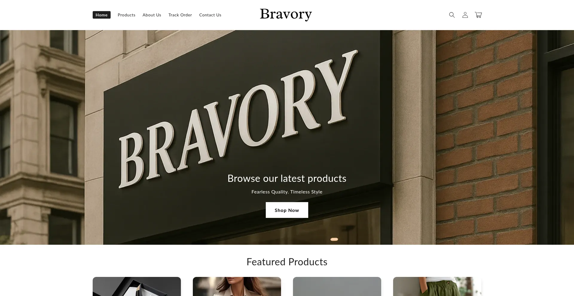 Website screenshot of Thebravory.com