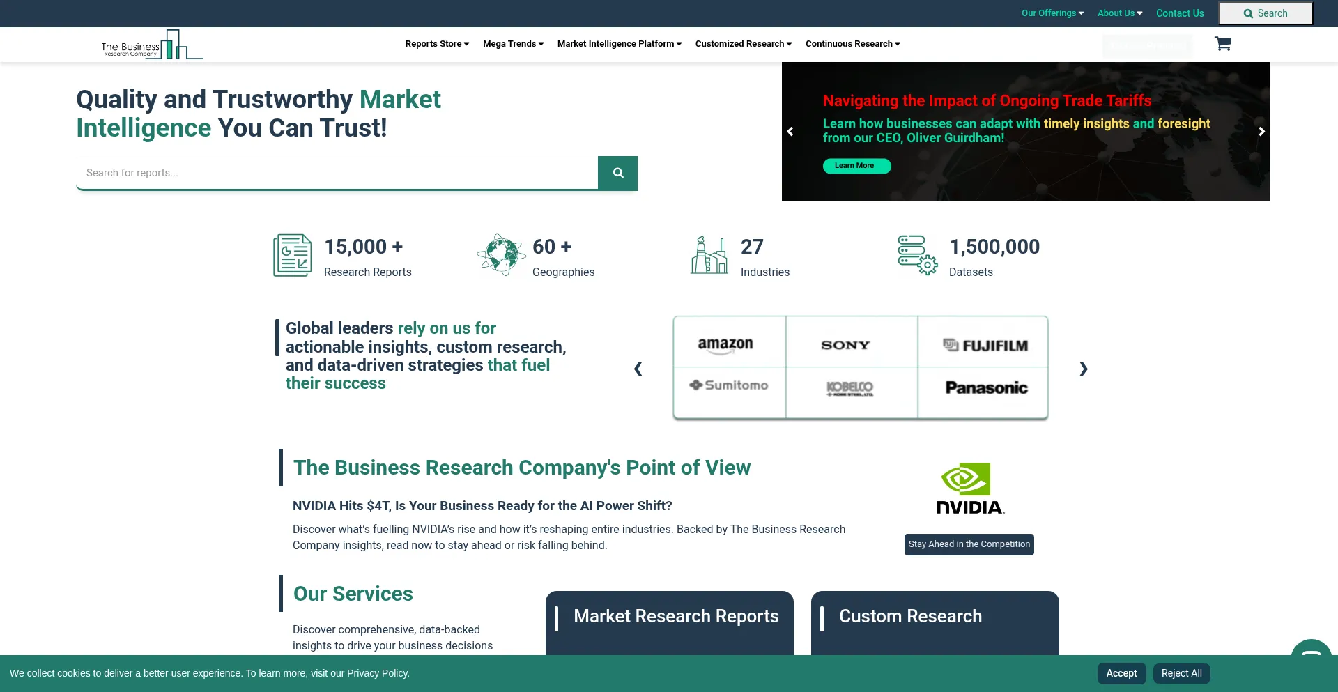 Website screenshot of Thebusinessresearchcompany.com