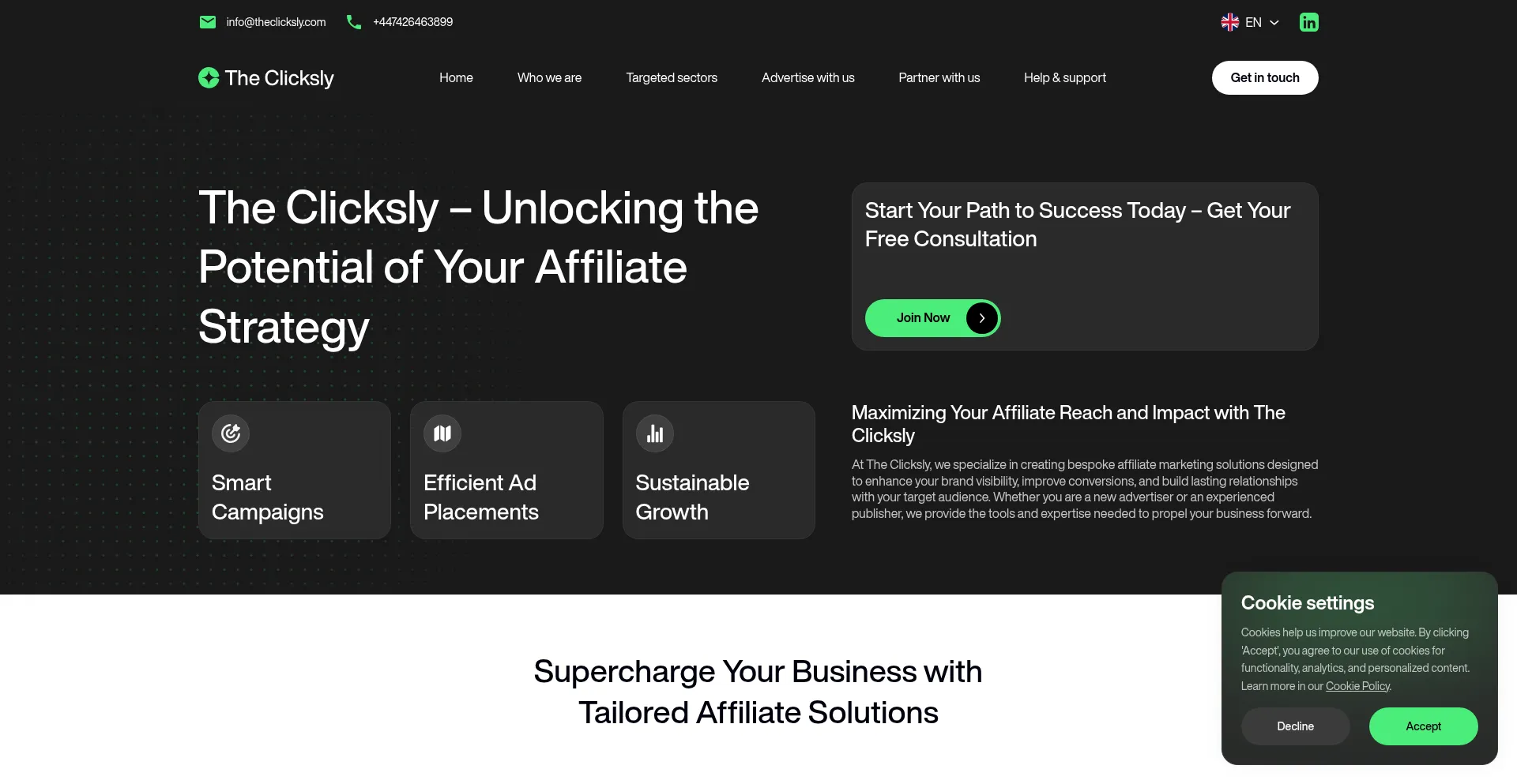 Website screenshot of Theclicksly.com