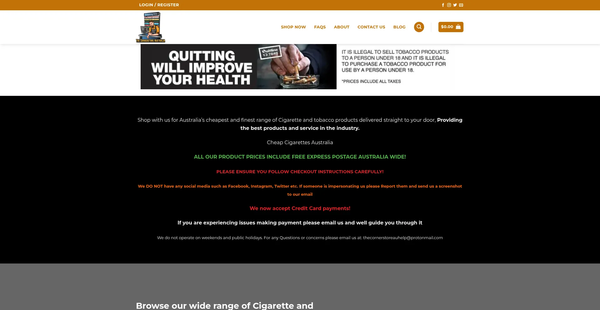 Website screenshot of Thecornerstoreau.com