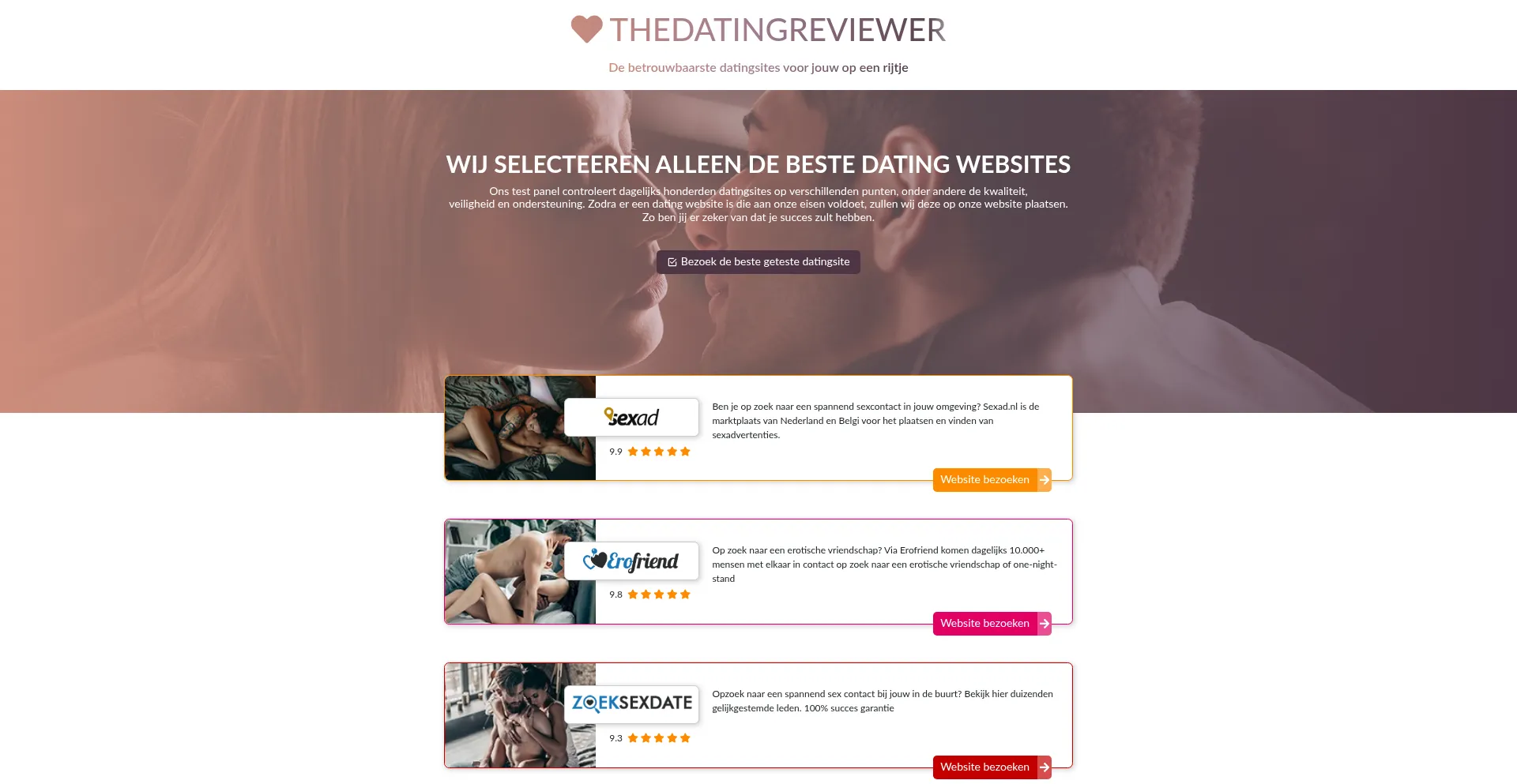 Website screenshot of Thedatingreviewer.com