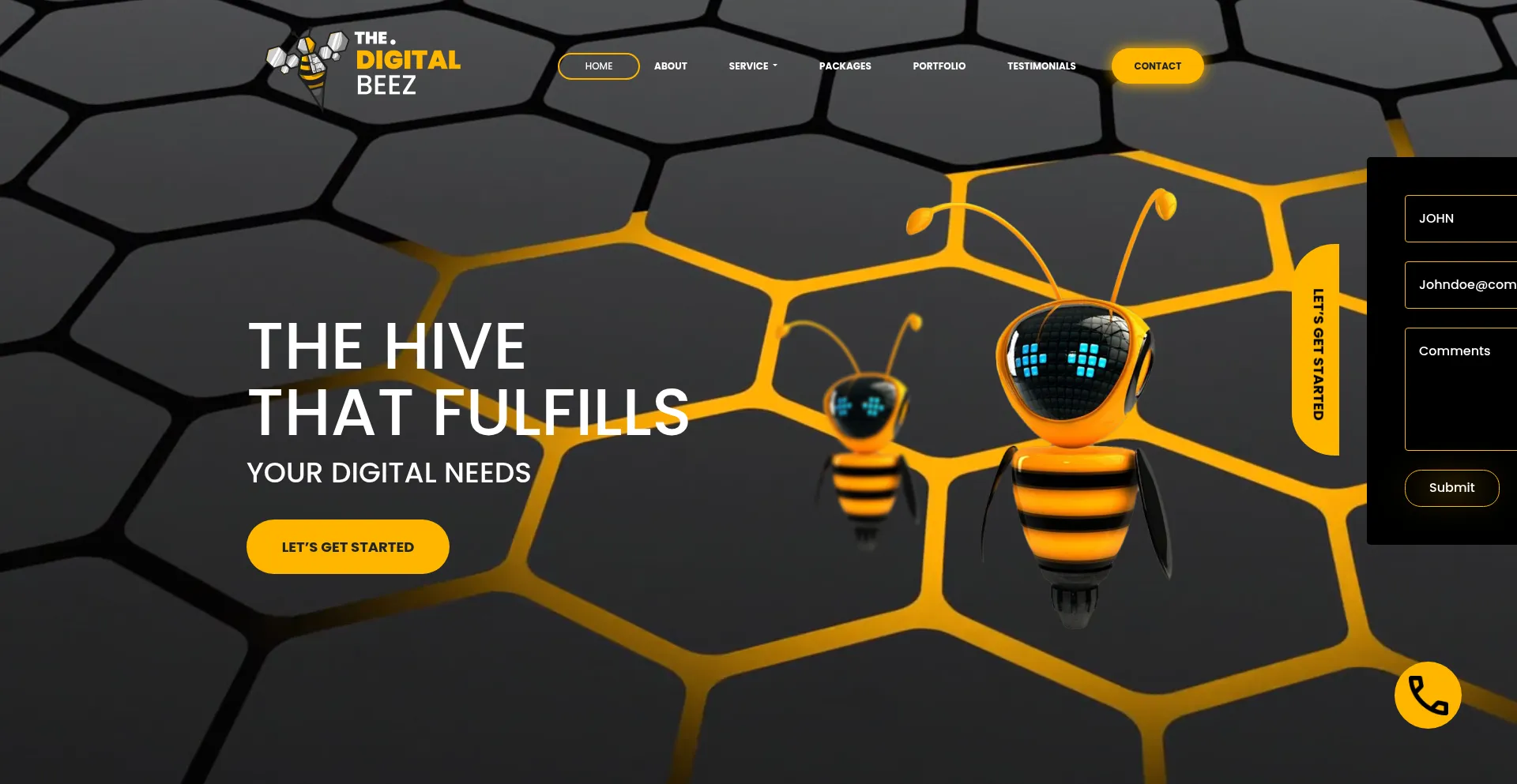 Website screenshot of Thedigitalbeez.com