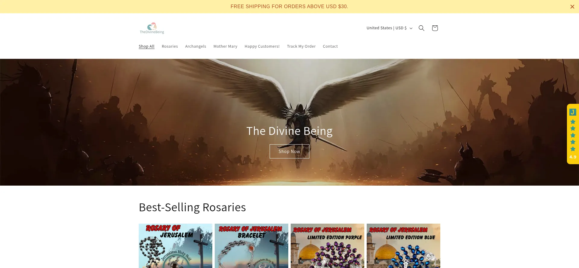 Website screenshot of Thedivinebeing.com