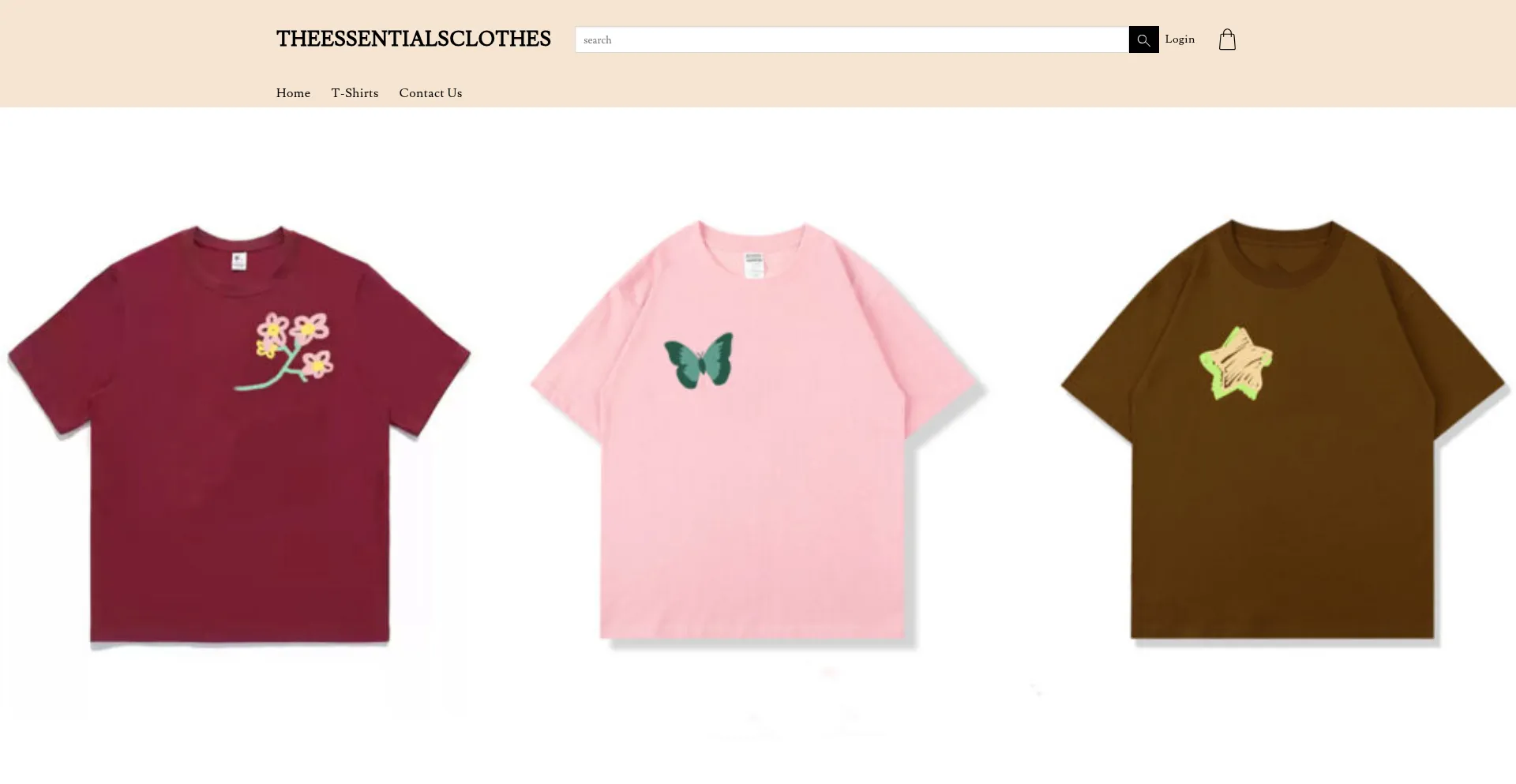 Website screenshot of Theessentialsclothes.com