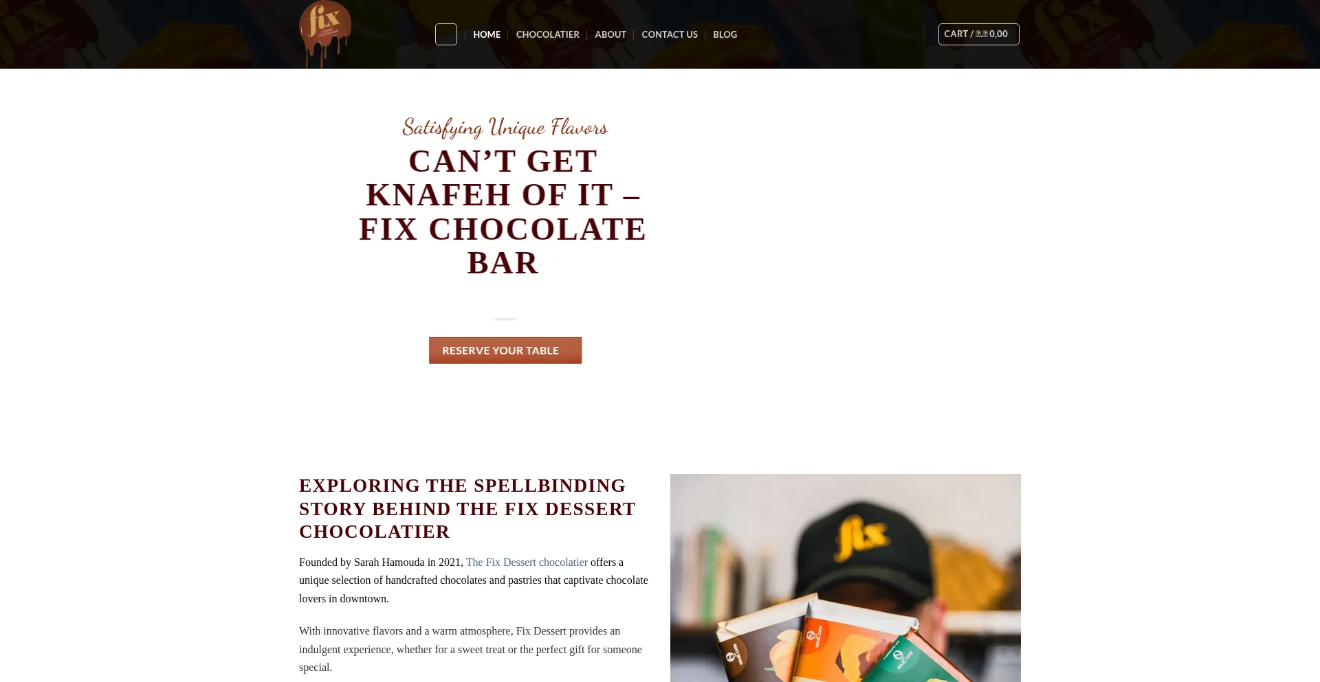 Website screenshot of Thefixdessertchocolatier.com