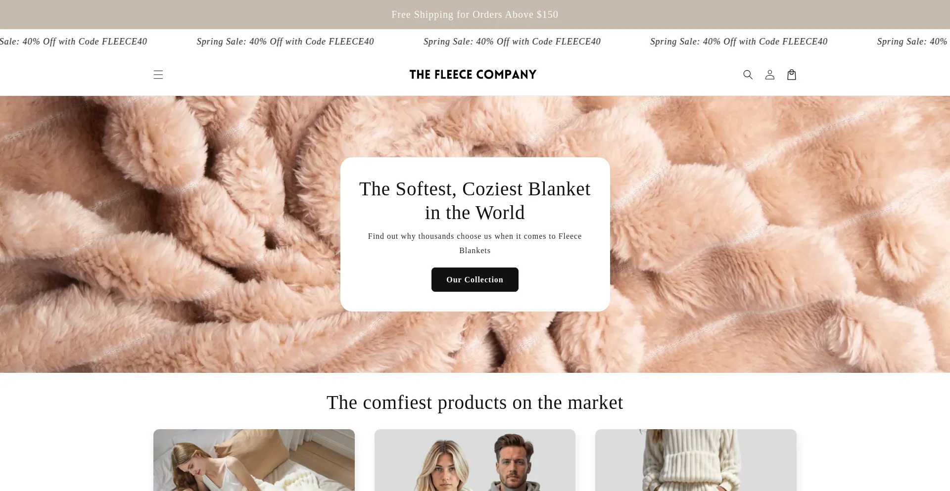 Website screenshot of Thefleececompany.com