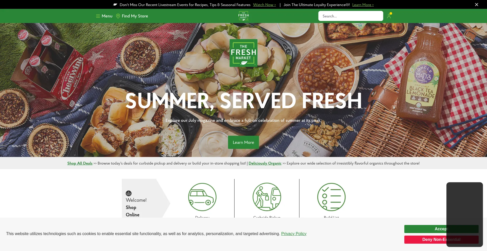 Website screenshot of Thefreshmarket.com