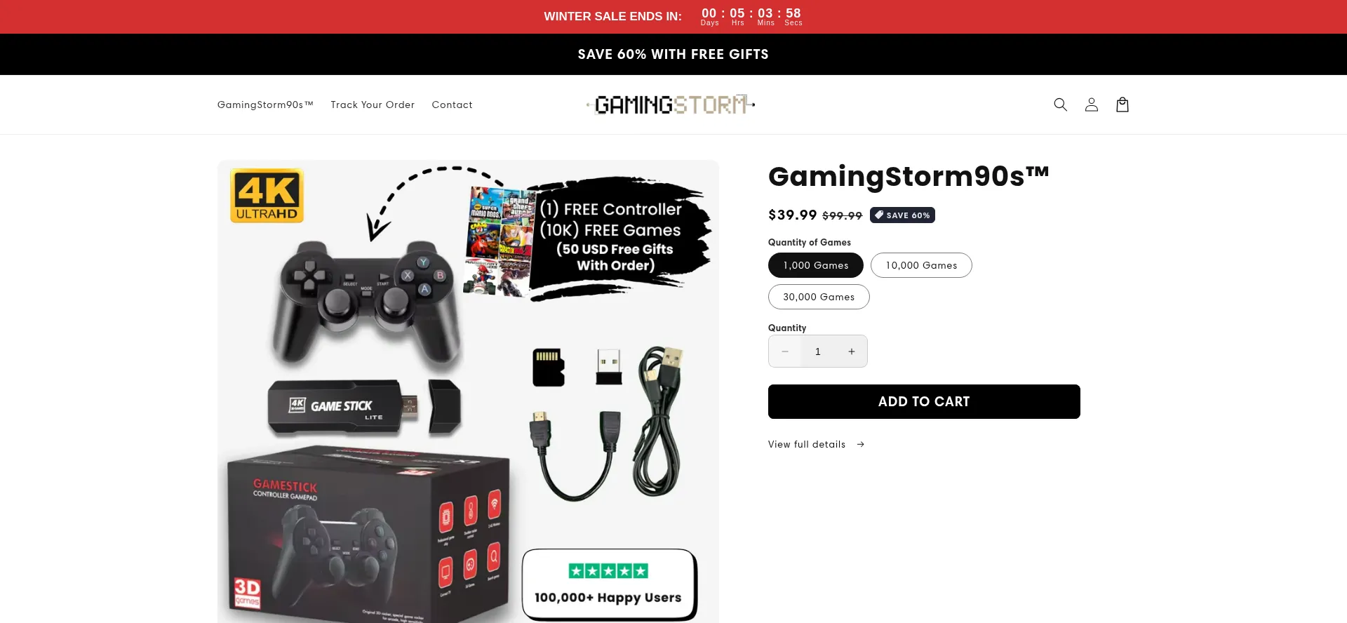 Website screenshot of Thegamingstorm.com