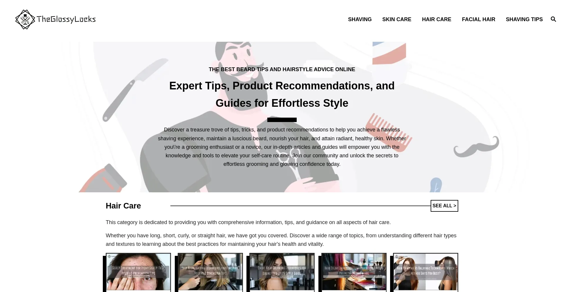 Website screenshot of Theglossylocks.com