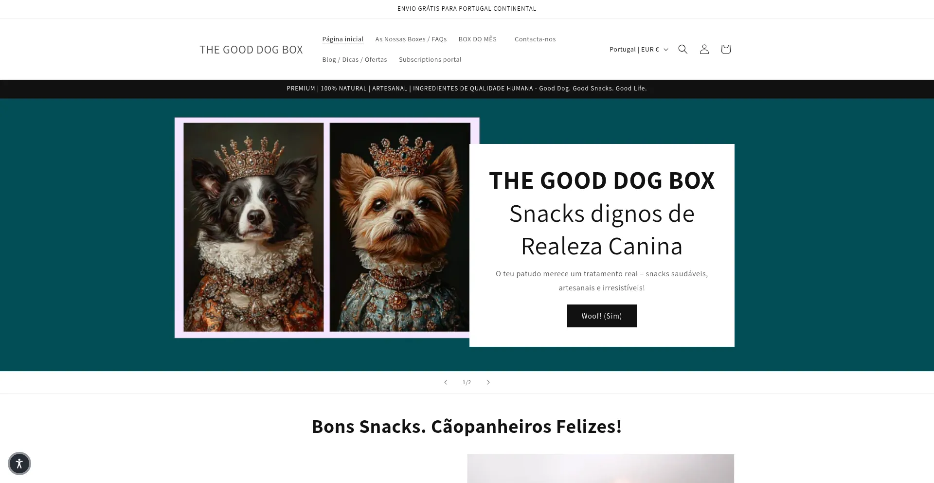 Website screenshot of Thegooddogbox.com