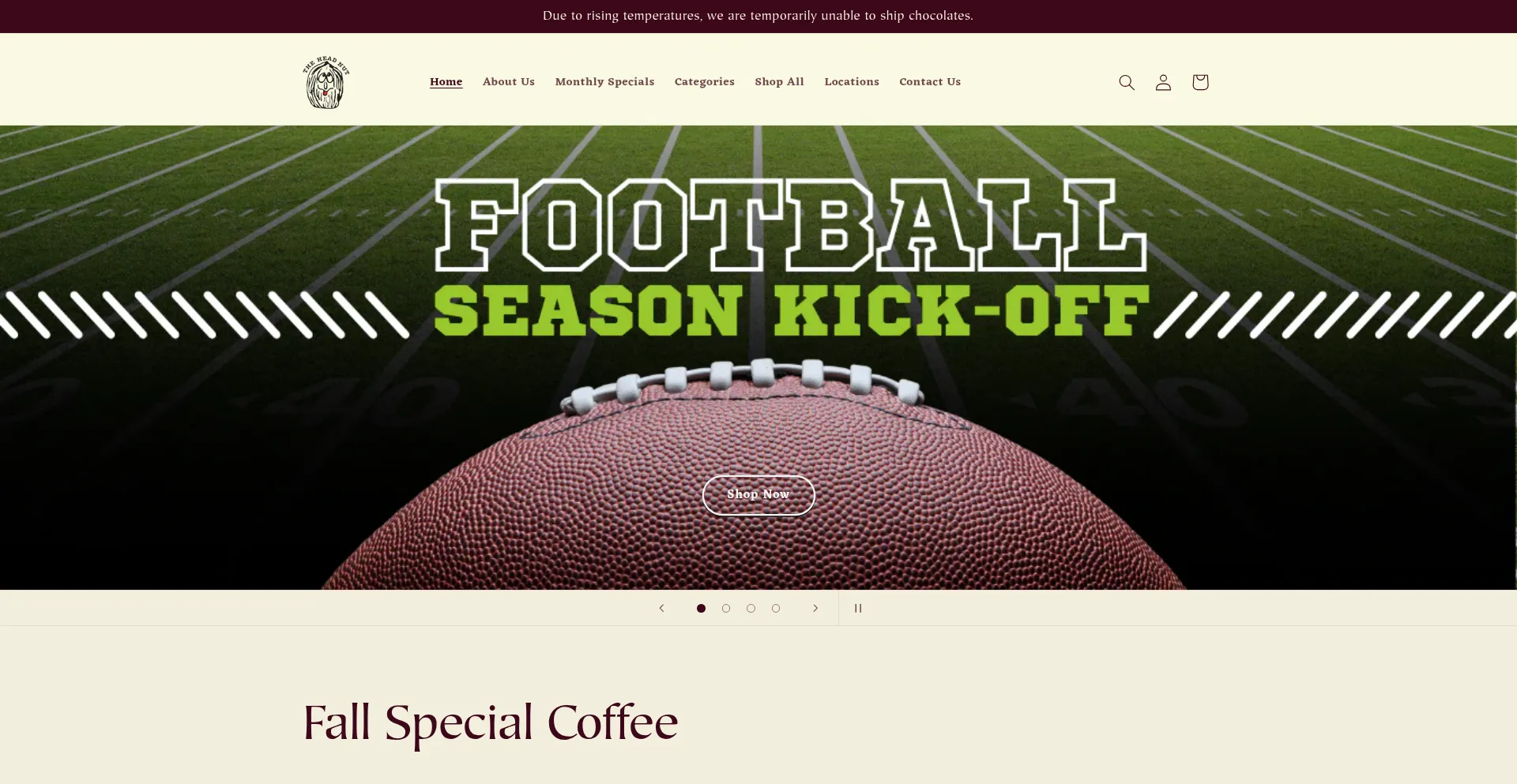 Website screenshot of Theheadnut.com