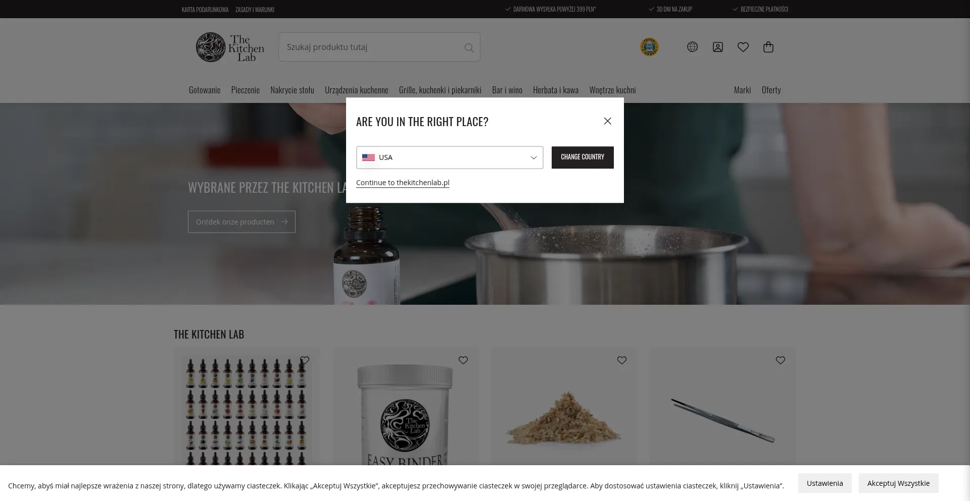 Website screenshot of Thekitchenlab.pl