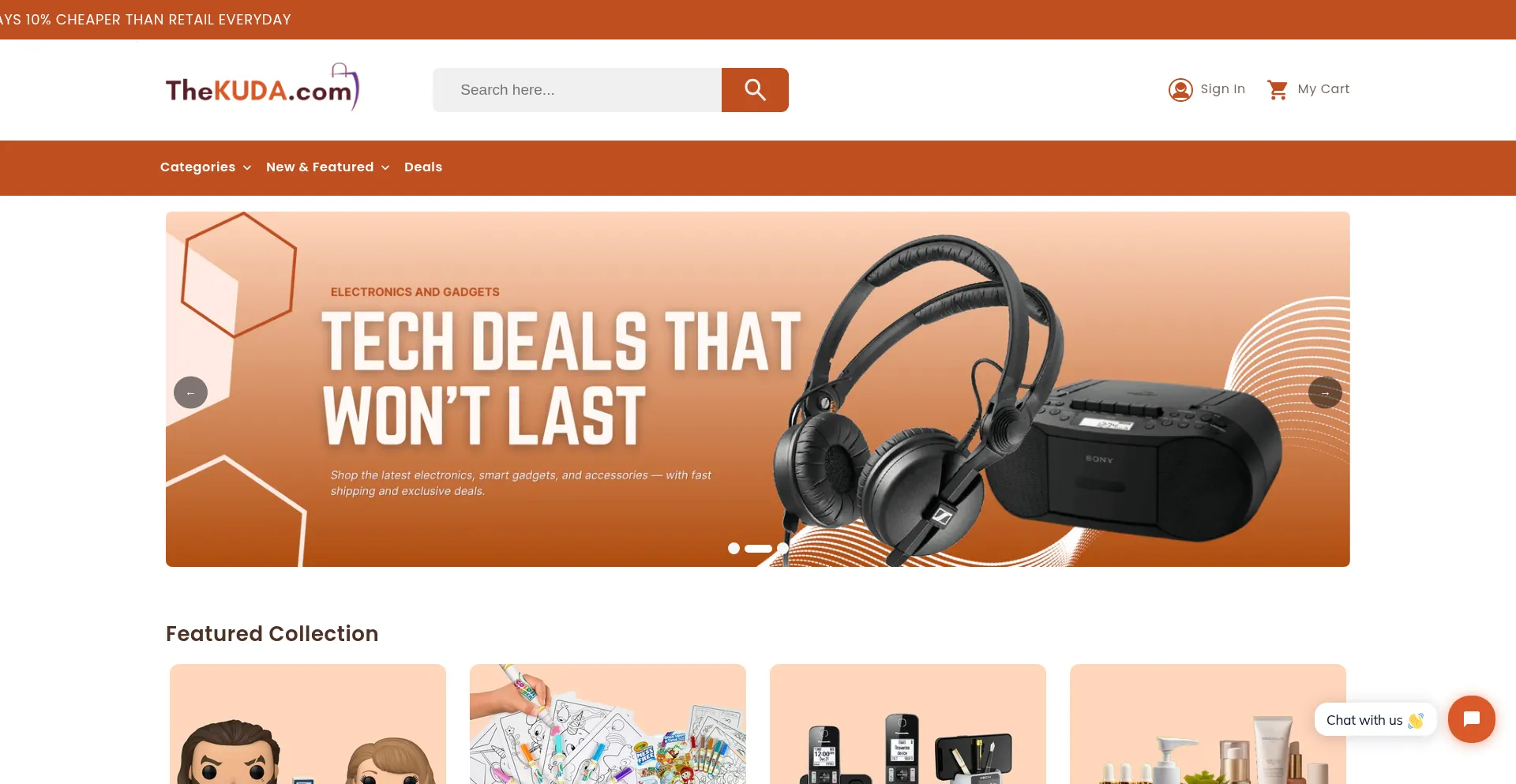 Website screenshot of Thekuda.com
