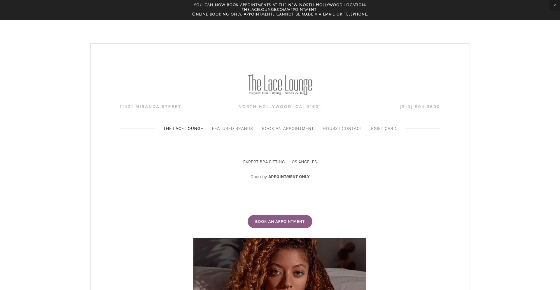 Website screenshot of Thelacelounge.com