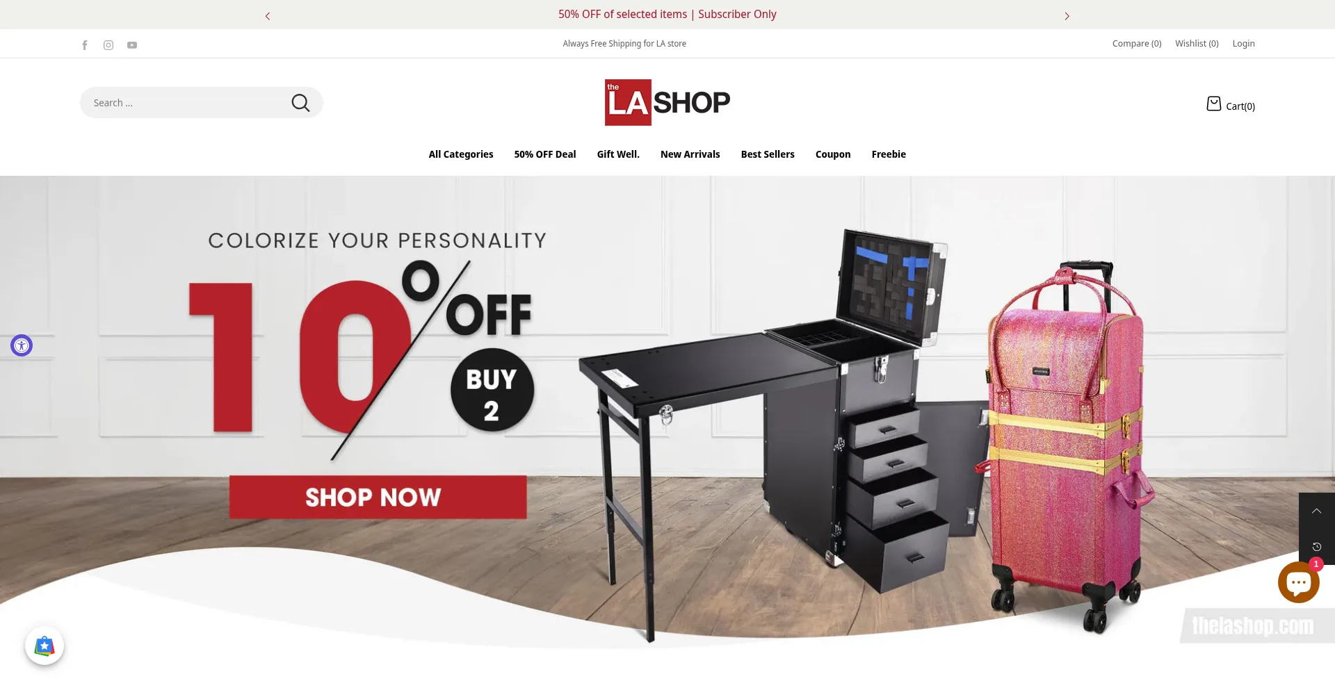 Website screenshot of Thelashop.com