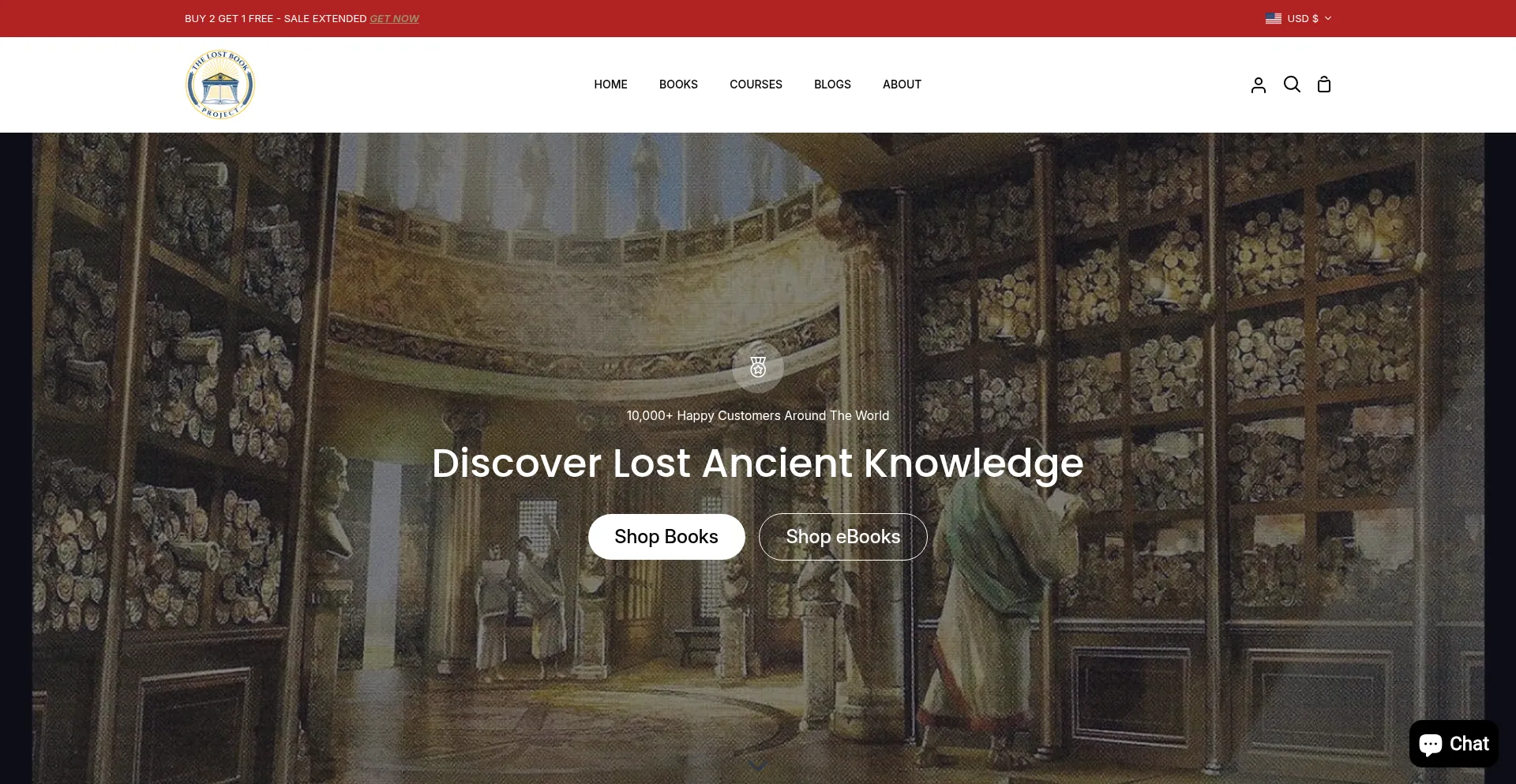 Website screenshot of Thelostbookproject.com