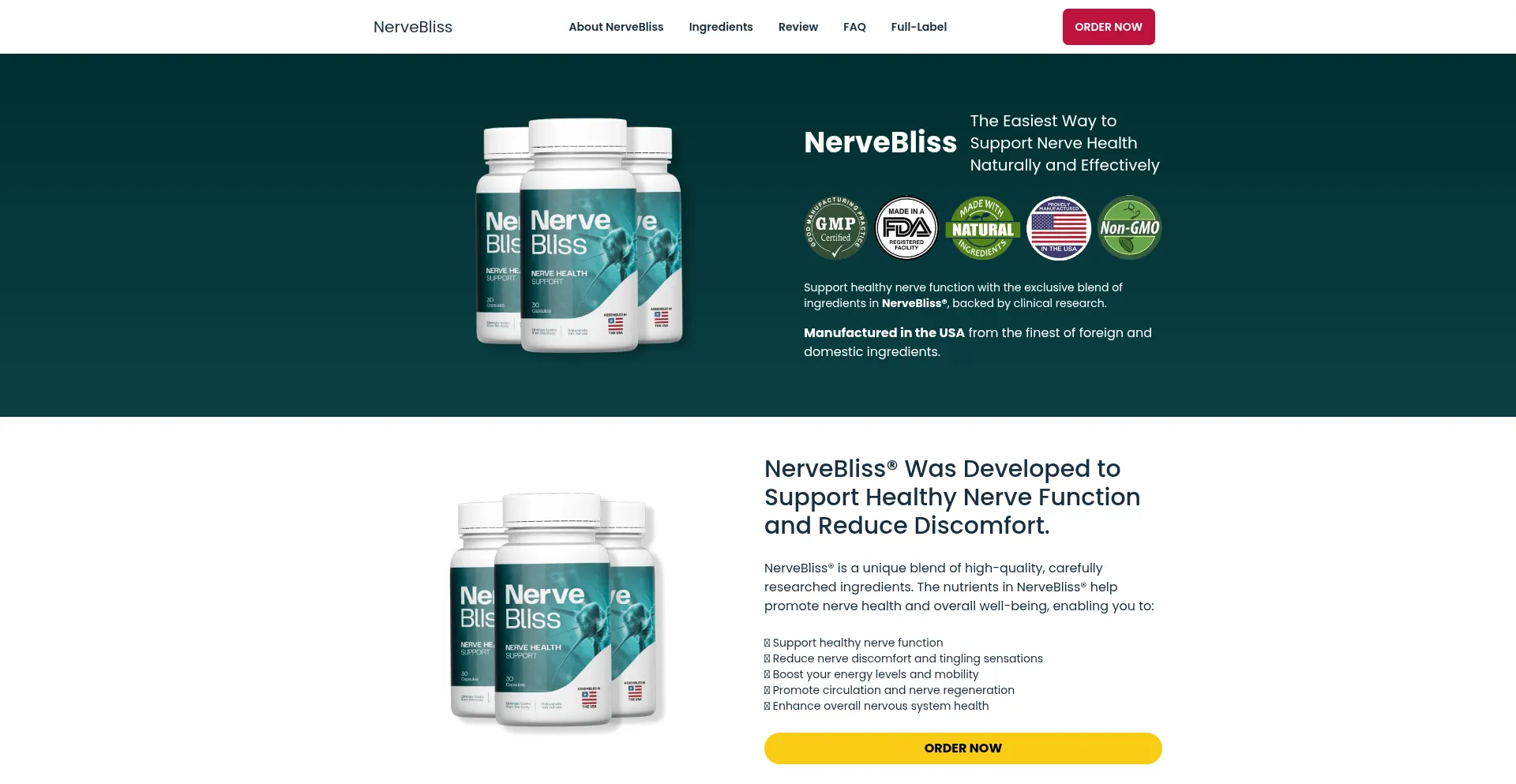 Website screenshot of Thenervebliss.com